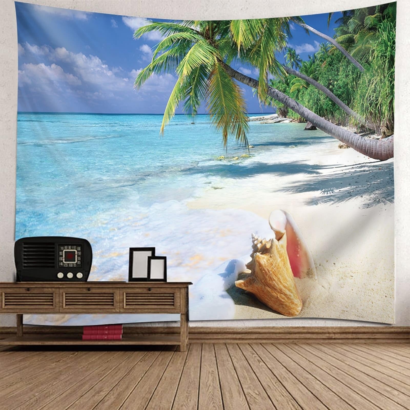 Tapestry niebiesko-zielony, poliester gobelin plażowy dywan ścienny 240 x 220 cm