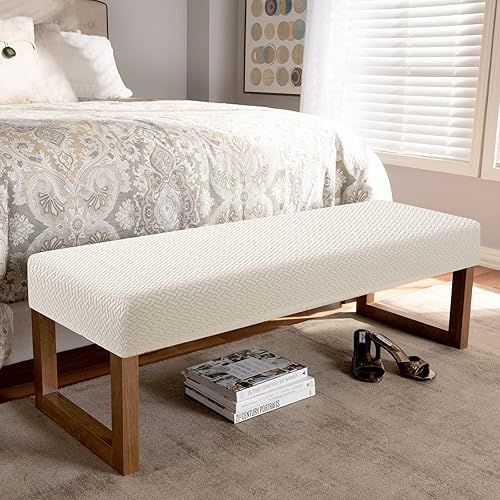 Miniatura 8 de YISUN - Fundas de banco de jacquard para comedor, funda elástica y lavable para banco extraíble, protector de asiento de banco rectangular para