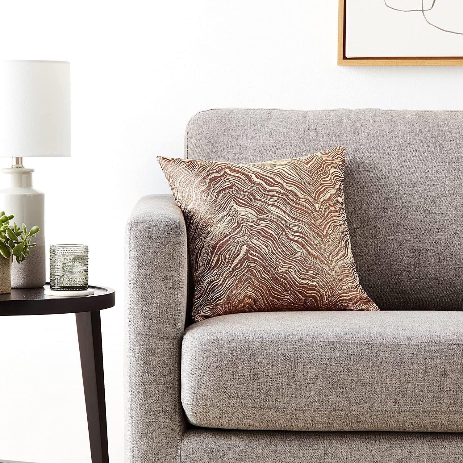 Gold Zebra Pattern Polyester Jacquard Square Throw Pillow Cover