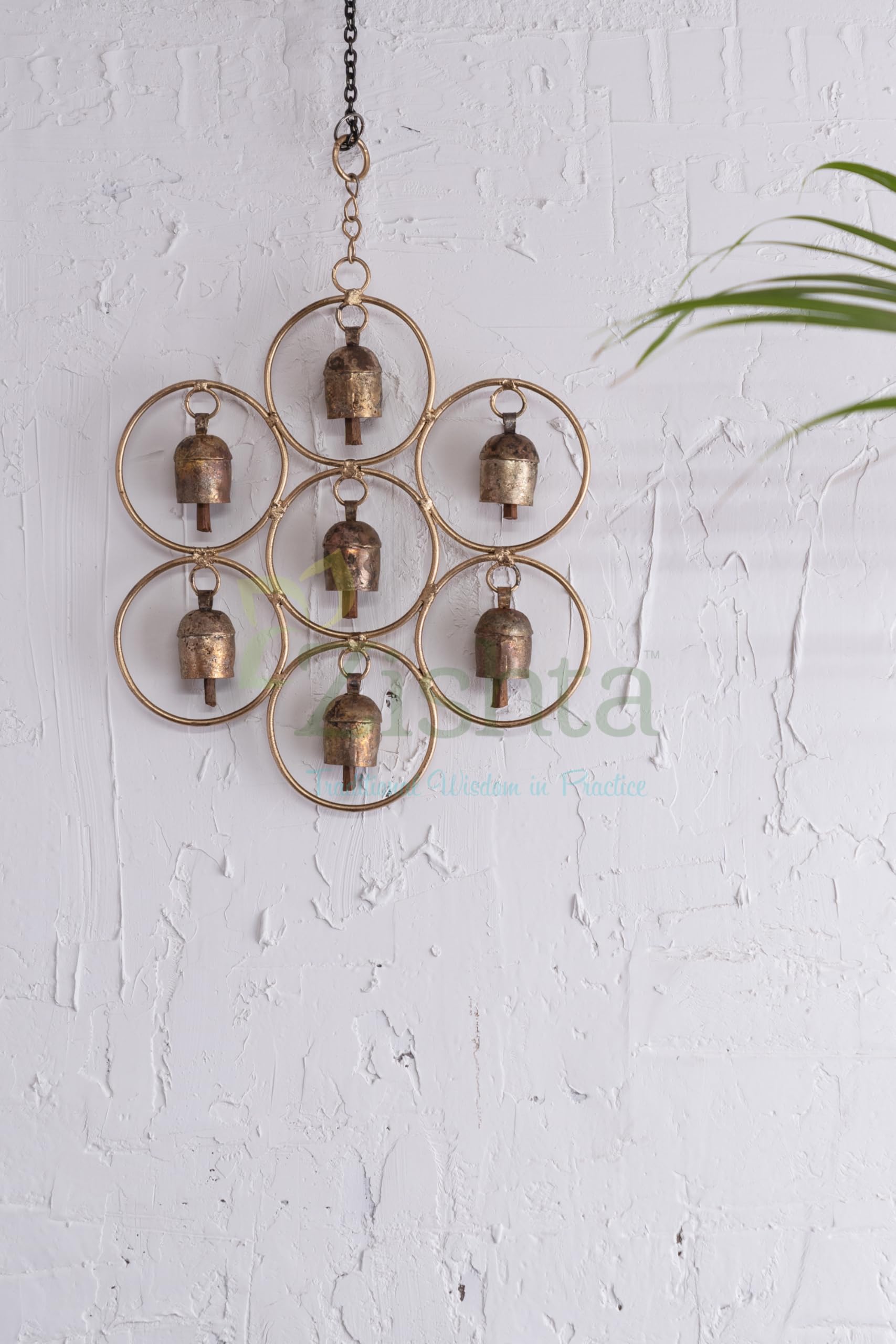 Zishta - Golring 7 Copper Wind Chimes for Home and Office |Home Decor Hanging Long Copper Bells | Ideal for Indoor and Outdoor Decoration to Enhance Positive Vibrations and Energy Flow - (7 Bells)-image-9