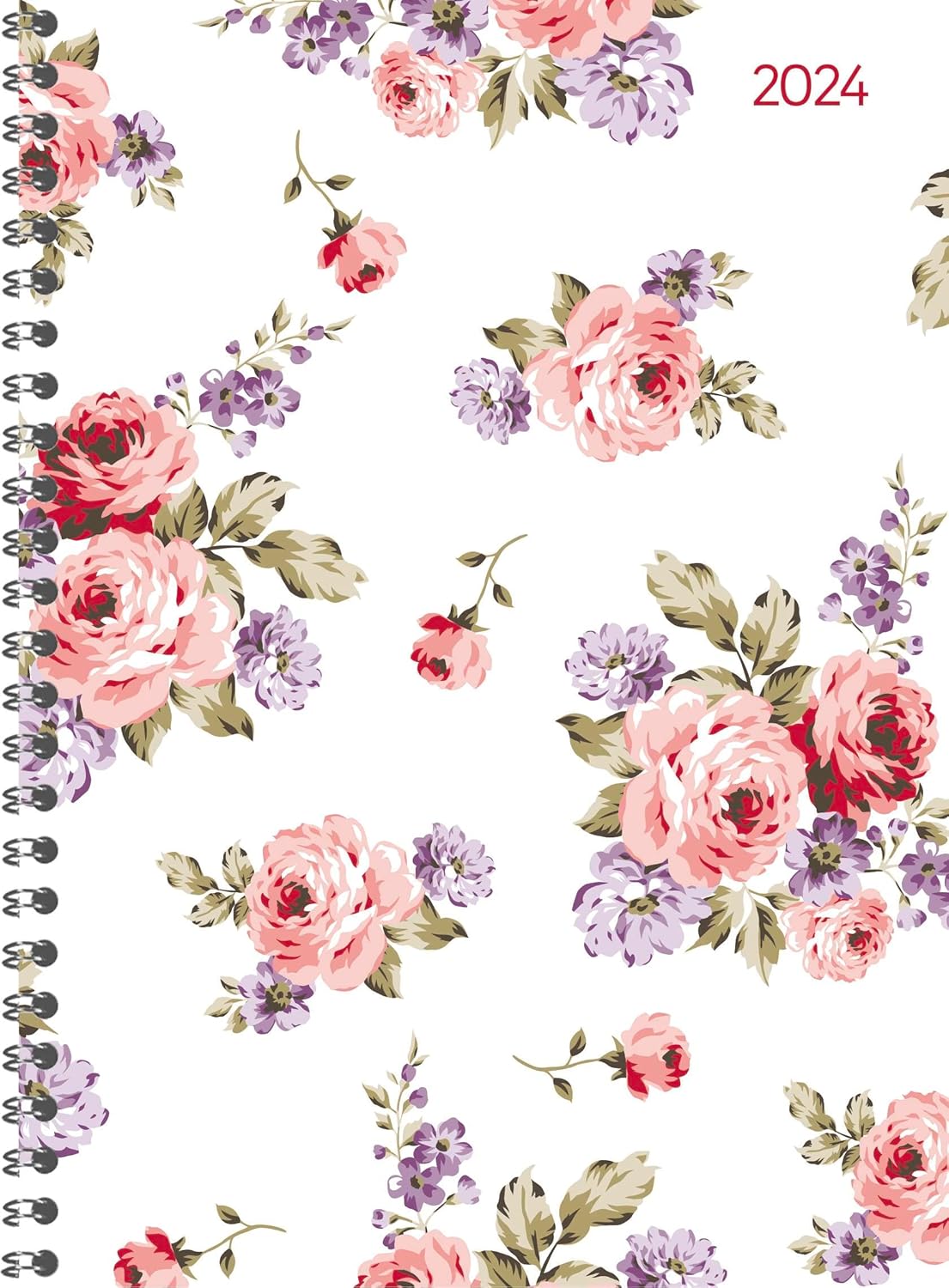 Ladytimer Ring Binder Roses 2024 - Pocket Calendar A5 (15 x 21 cm) - Student Calendar - Weekly - Ring Binding - 128 Pages - Alpha Edition
