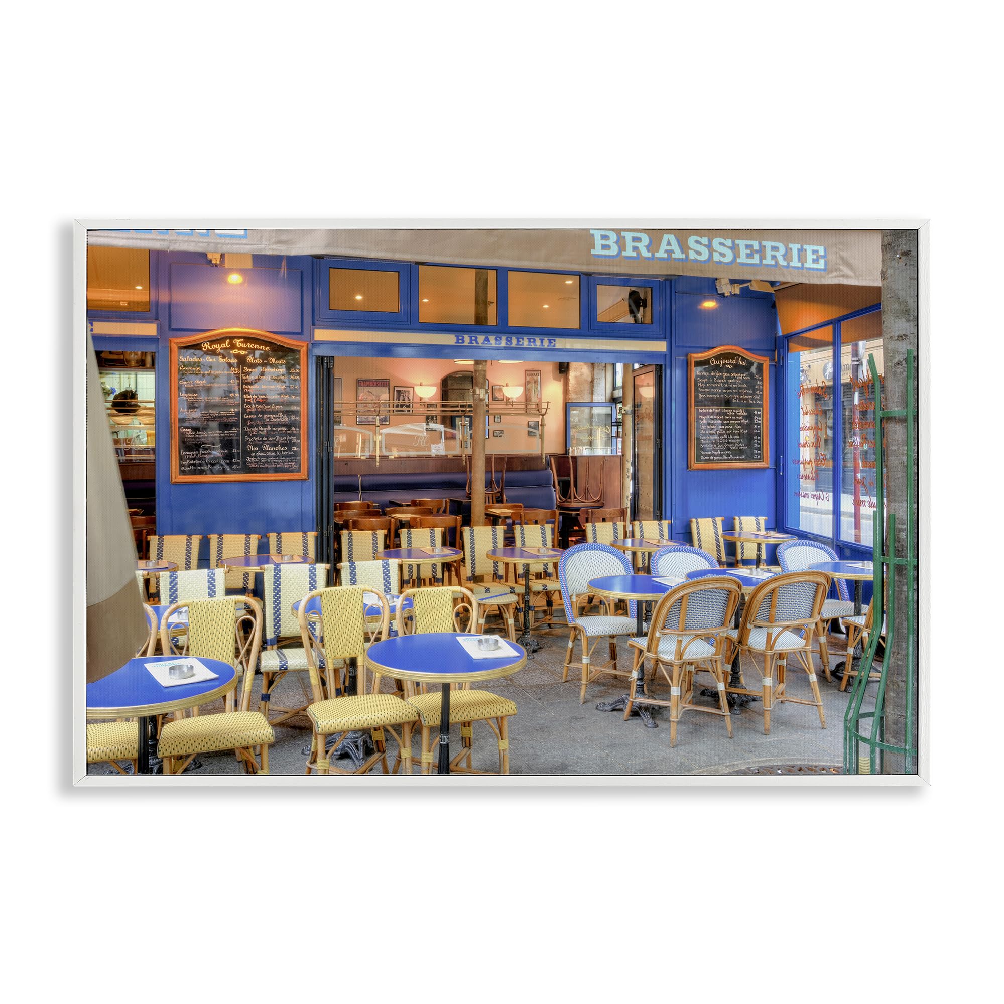 Stupell Industries Coastal White (Textured) Parisian Brasserie Terrace Architecture, 20 X 30 Inch Framed Giclée Print