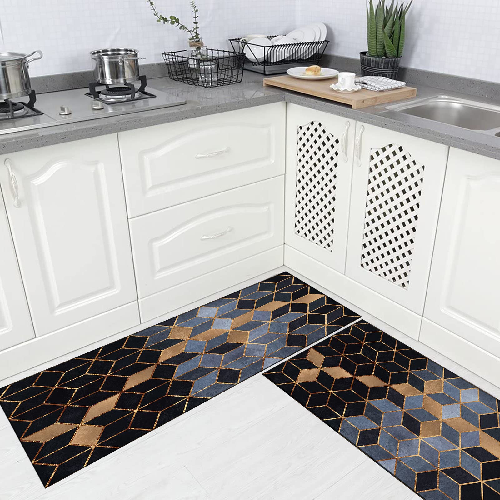 SESOUK Teppich Läufer Moderne Geometrisch Für Flu Produktbild-Vorschau 3