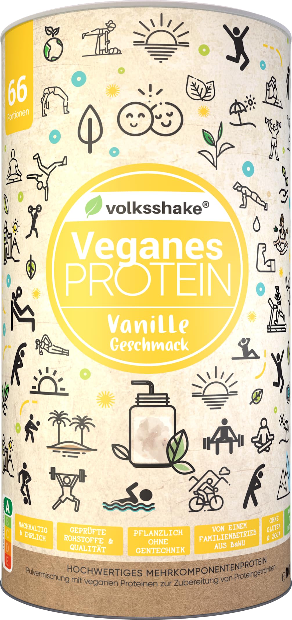 Protéines végétaliennes et vanille crémeuse | 1000 g | 12 sources de protéines végétales | Sans sucralose | Sans soja ni gluten | Qualité supérieure du lac de Constance | Fabriqué en Allemagne