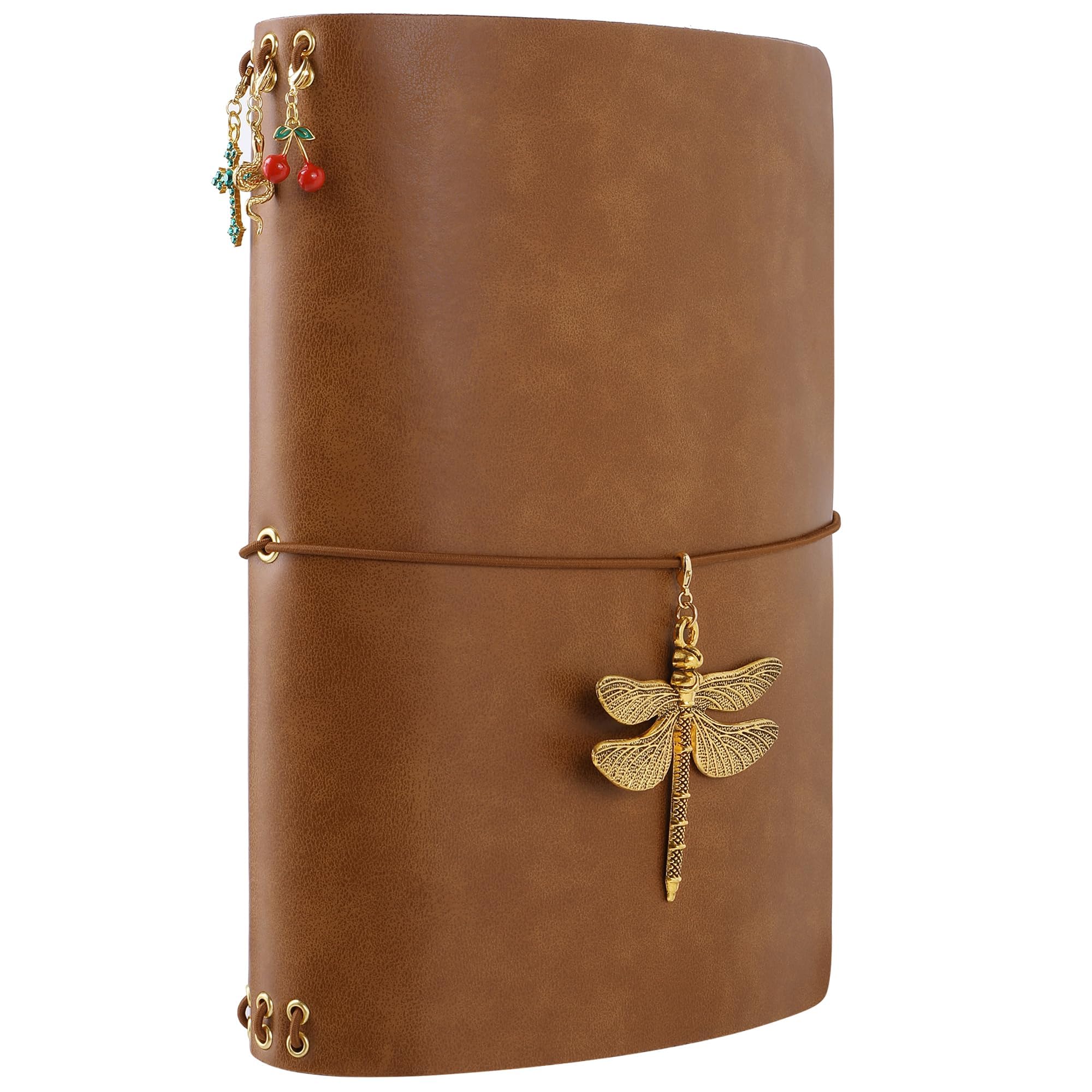 Litvana Leather A5 Travelers Notebook Journal Planner Cover with Charms