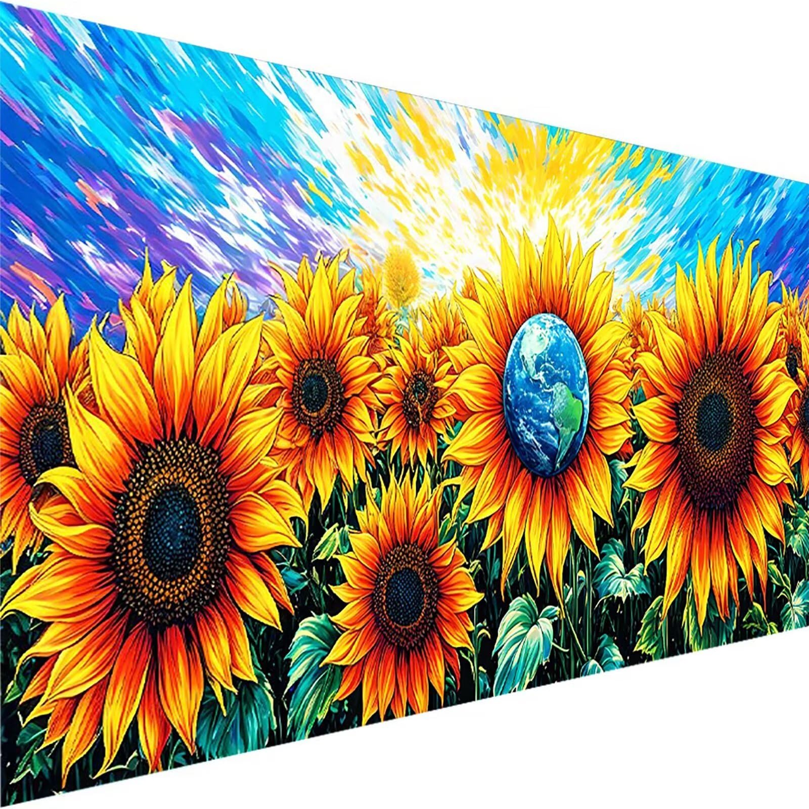 Malen Nach Zahlen für Kinder, Erwachsene und Anfänger, DIY Malen Nach Zahlen Landschaft für Mädchen und Jungen, Sonnenblume (90x180cm), Ohne Rahmen - Kinder über 6 Jahre DIY Handgemalt Gemälde Kit 4-2