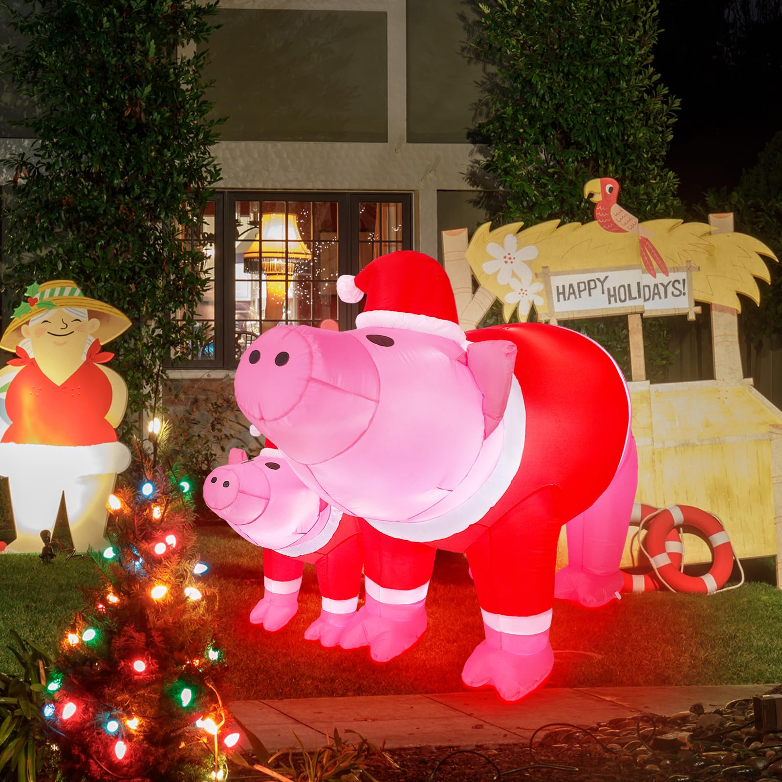 Lighted Christmas Pig Outdoor Decoration Amazon.com: Holiday Time