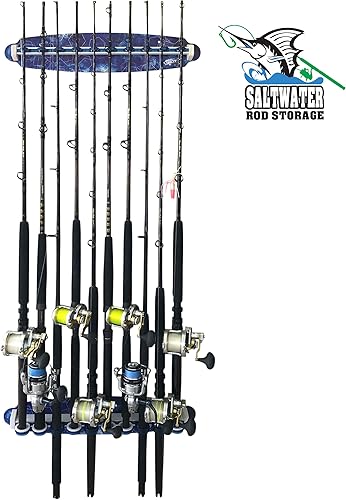 Miniatura 2 de Rush Creek Creations Reel Salty - Soporte para caña de pescar impermeable para 10 cañas de pesca de agua salada + equipo de pesca y accesorios de