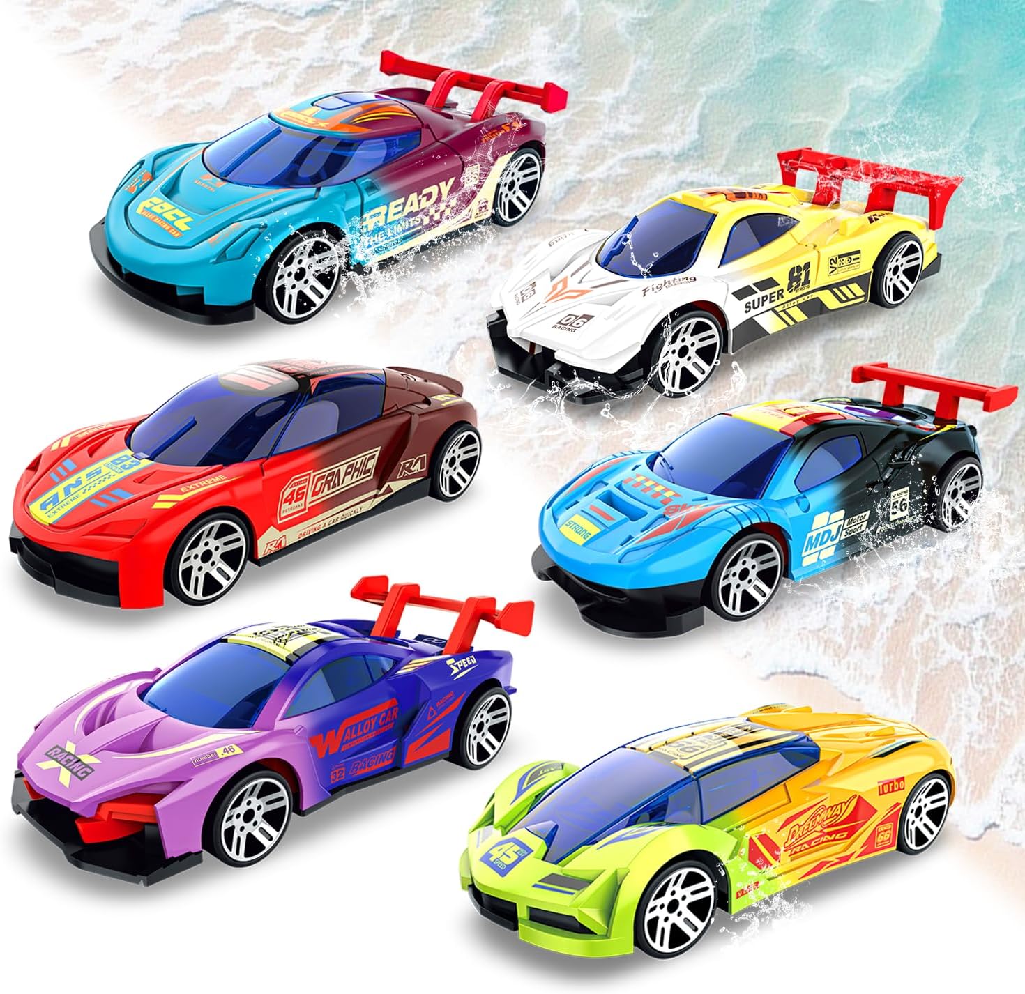 Color Changing Cars (6PCS), Bath Toys for Kids Ages 3-8, Car Bath Toys Bathtub Race, Birthday, for Boys and Girls
