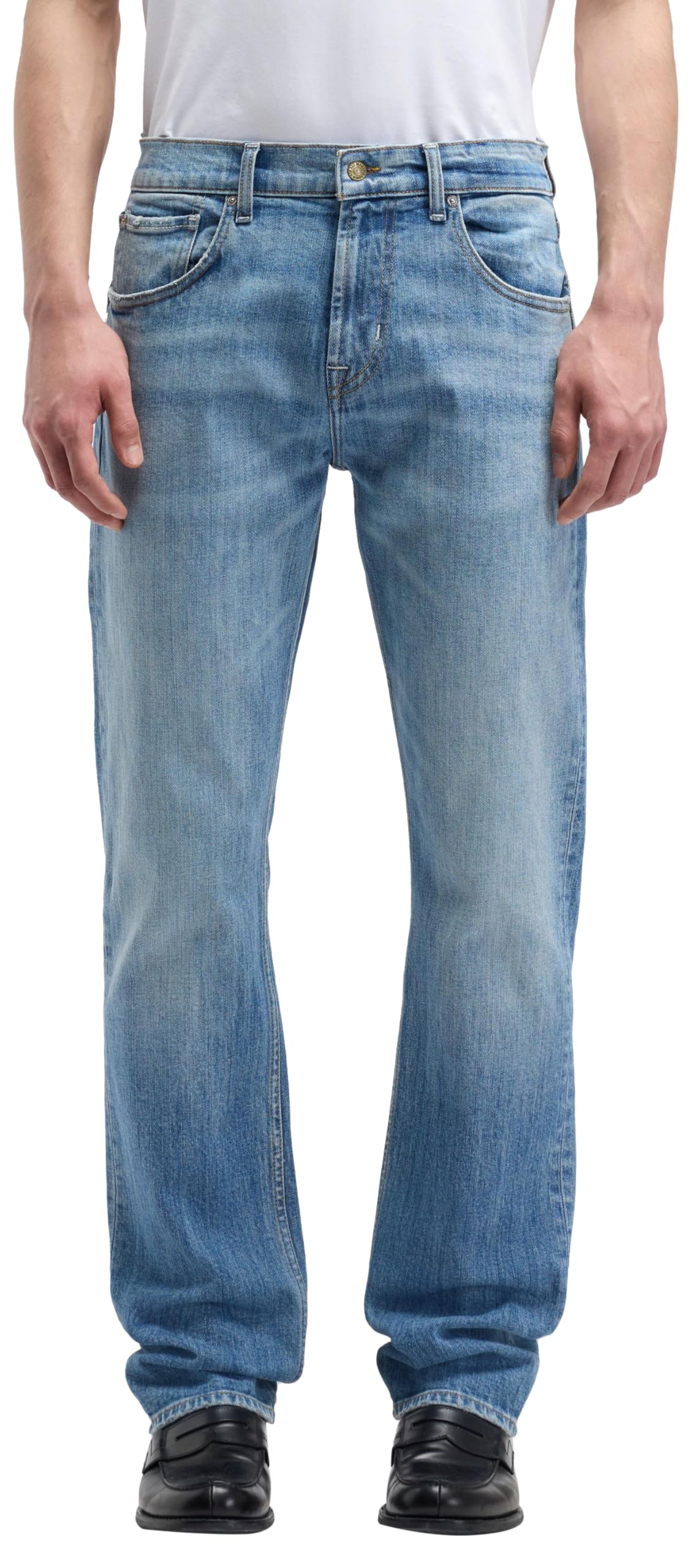 7 For All Mankind Men's Straight Heirloom Jeans, Light Blue, 28 W, 28W
