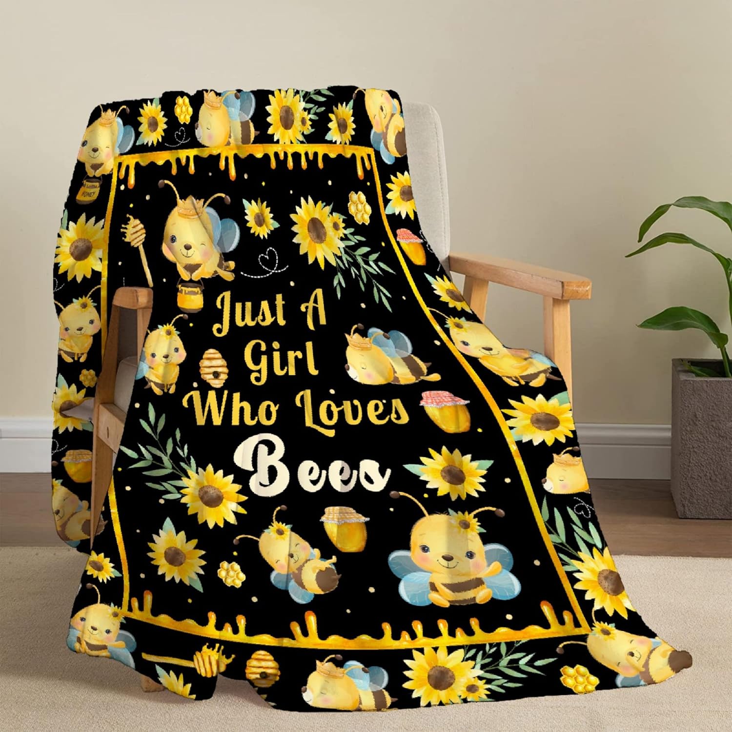 Bee Blanket Plush Soft Flannel Throws Cozy Lightweight Blankets for Couch Bed Sofa - Bee Decor - Small 50x40in for Kid/Child - Image 4