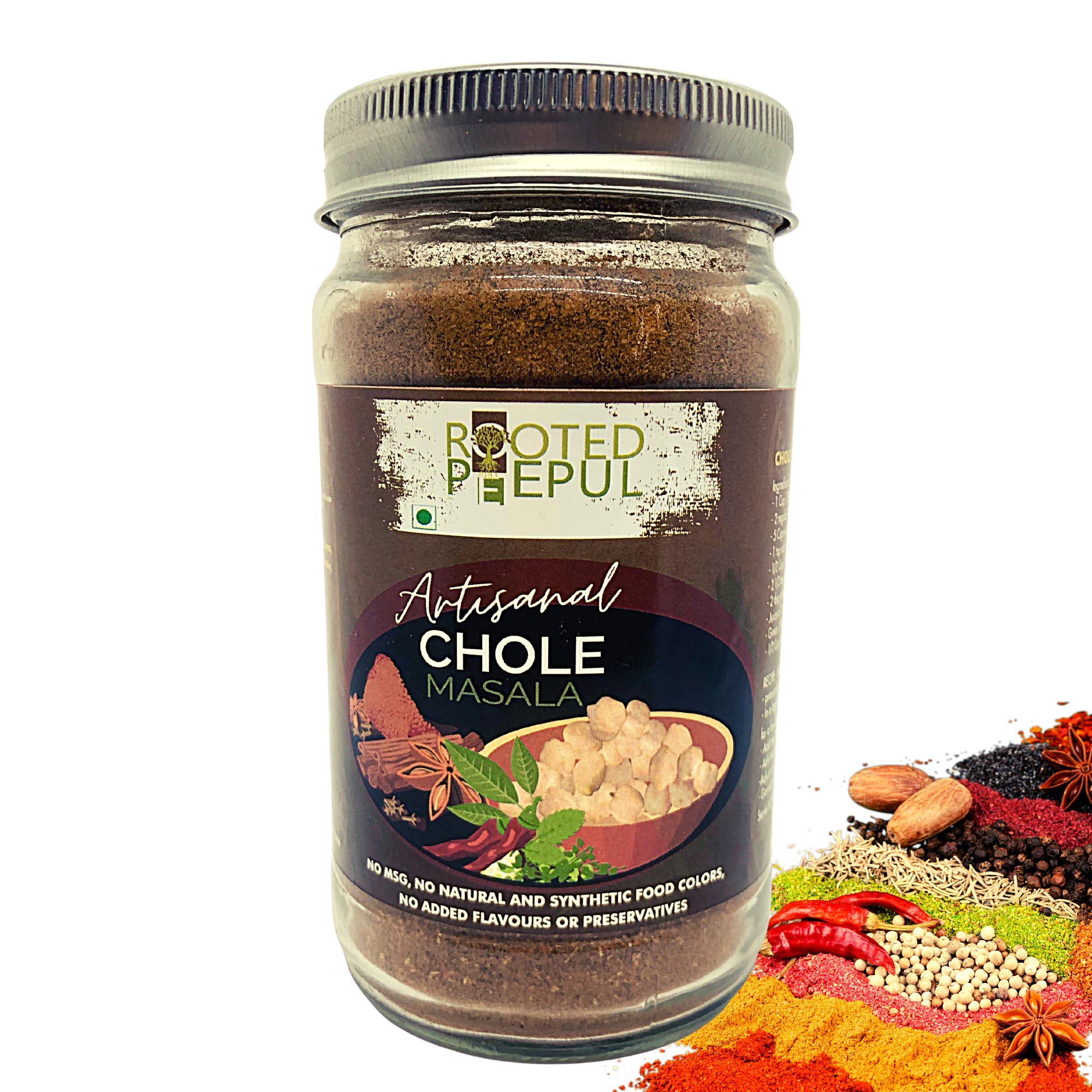 Rooted Peepul - Artisanal Chole(Chana) Masala Powder An Authentic Recipe From Punjab - Blend of 13 Pure Premium Spices - Less Chilli & More Spice - No MSG, No Preservative, No Artificial Colour - 200g (B08QFTV8R2) Amazon Price History, Amazon Price Tracker