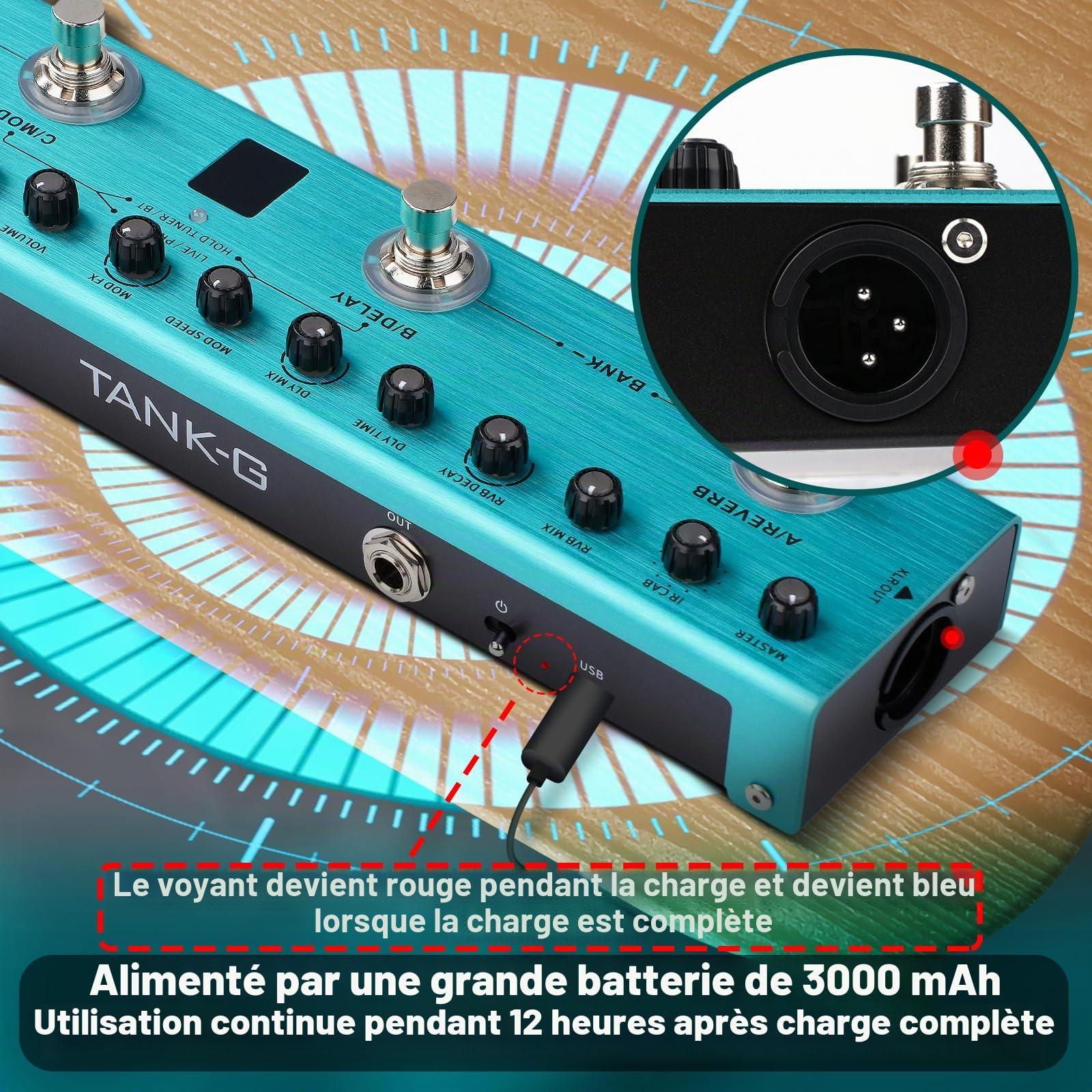 Nikou M-VAVE Pédale d'effets Numériques pour Guitare électrique, Processeur Multi-effets avec 36 Préréglages Modifiables, Unité d'effet Single Block Portable Intégrée pour l'extérieur (batterie
