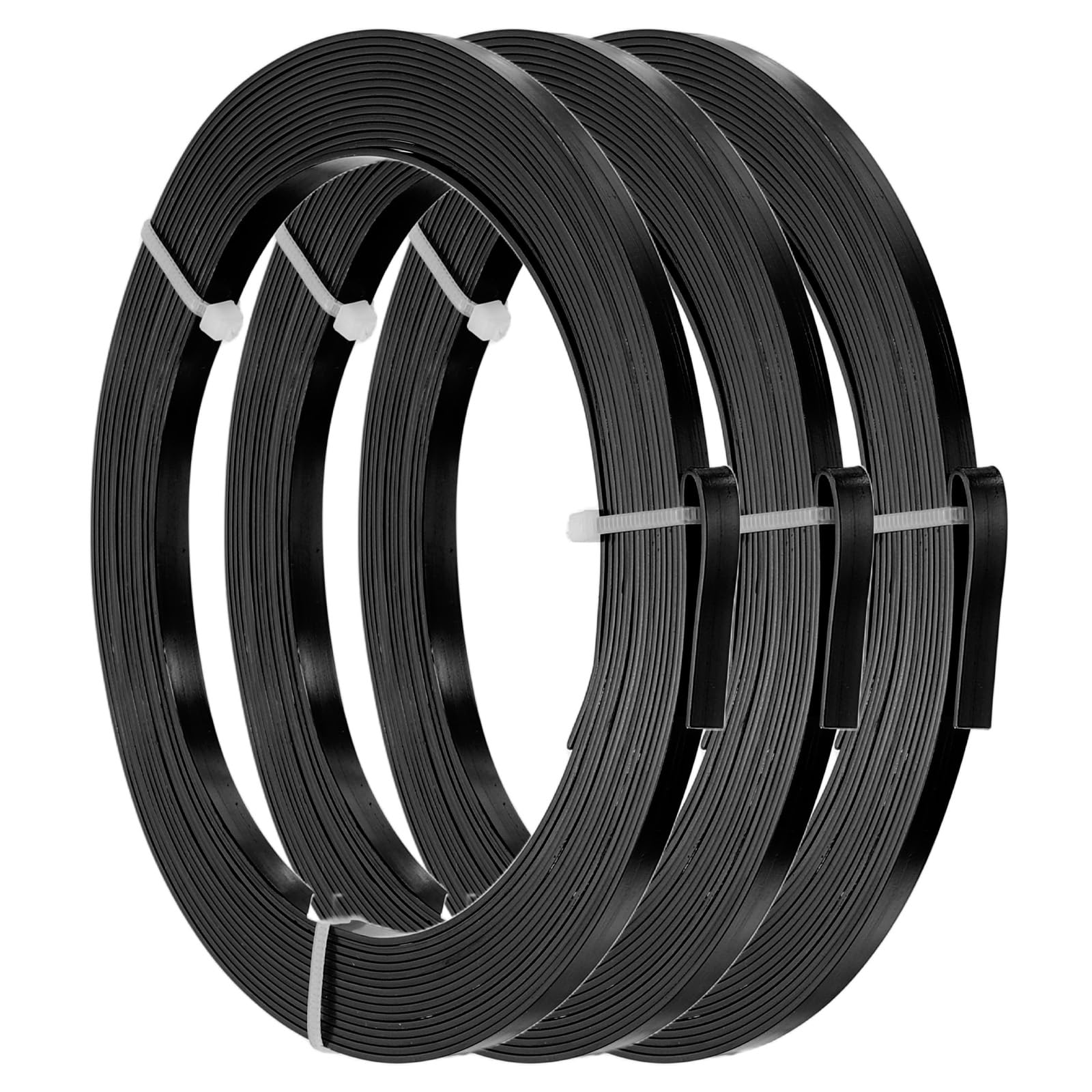 PATIKIL 18 AWG 5mm Wide Aluminum Flat Wire, 16Ft 3 Roll Bendable Anodized Aluminum Wire Wide Beading Craft for Jewelry Making Resin Bezel Frame Wrapping, Black