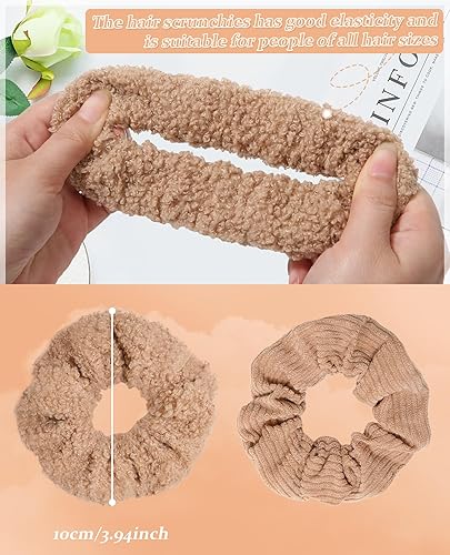 Miniatura 2 de 5 piezas de coleteros peludos - Coleteros elásticos para el cabello, bandas para el cabello con soporte para cola de caballo, accesorios para el