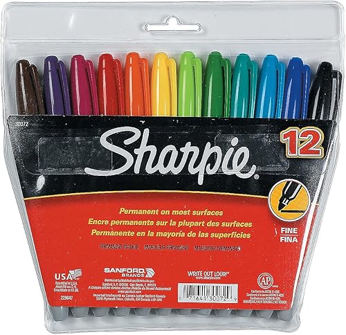Marcadores Sharpie de punta fina de 12 colores