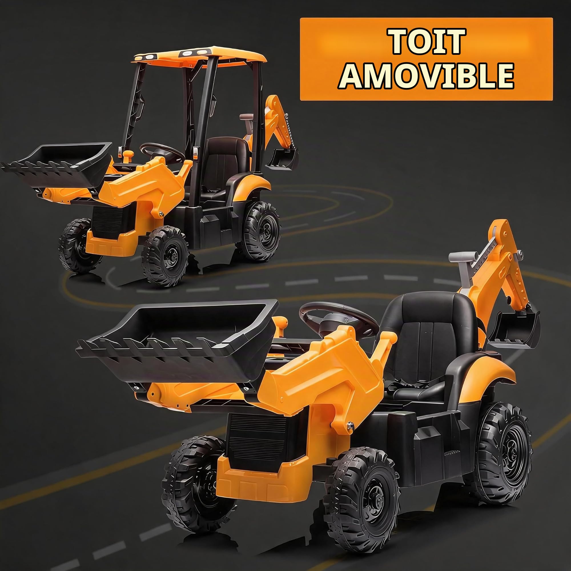 12V Tracteur Électrique pour Enfants avec Pelle Mécanique