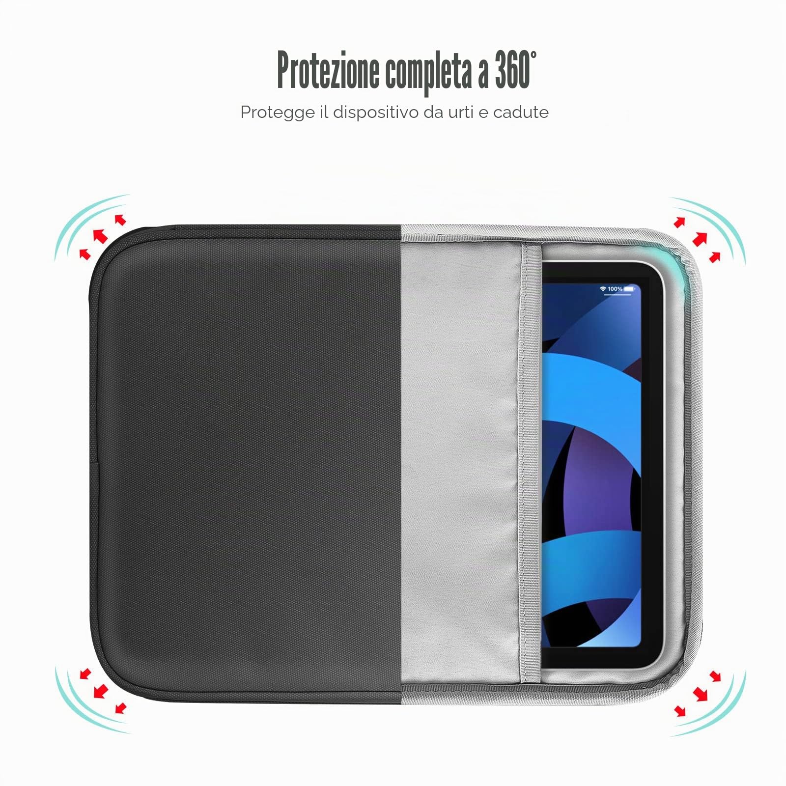 TiMOVO 9-11" Custodia per Tablet, Compatibile con iPad 11" A16 2025, iPad 10,9"/10,2"| Air 11", Galaxy Tab A9+ / A11 Plus 11", Borsa Protettiva con Tasche, Nero