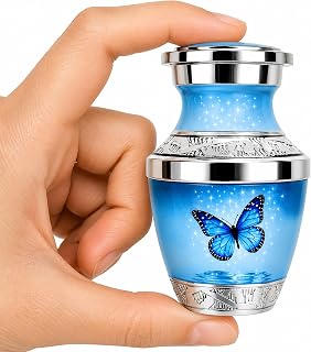 Light Blue Butterfly Keepsake Urn for Human Ashes Adult Female or Male – Small Cremation Urn for Men & Women, Sharing Memorial Urn, A Symbol of Hope, Transformation and Remembrance
