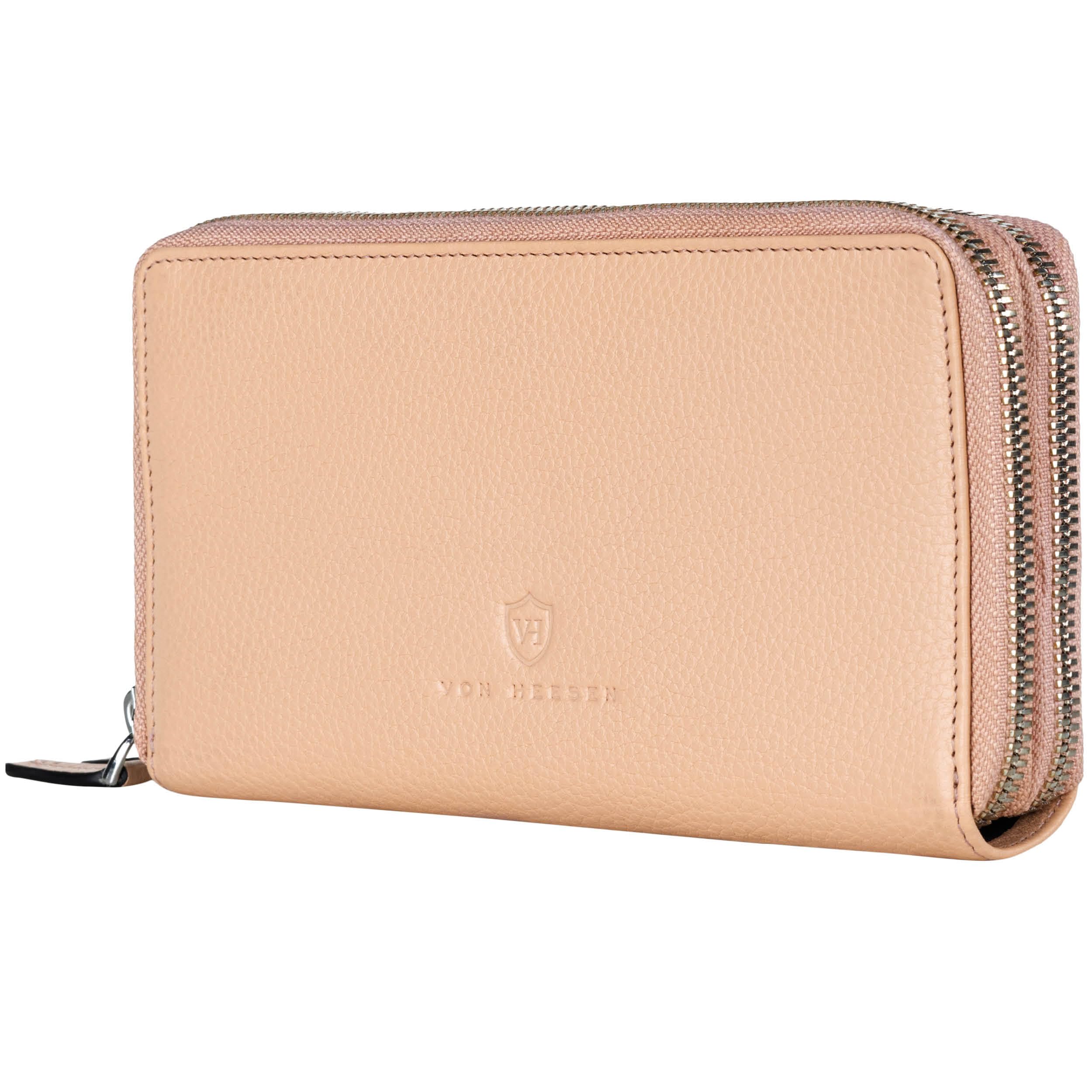 VON HEESEN Leder Geldbörse mit RFID-Schutz - Portemonnaie für Damen & Herren aus echtem Leder - Wallet mit Münzfach - Geldbeutel für Frauen und Männer in Rose