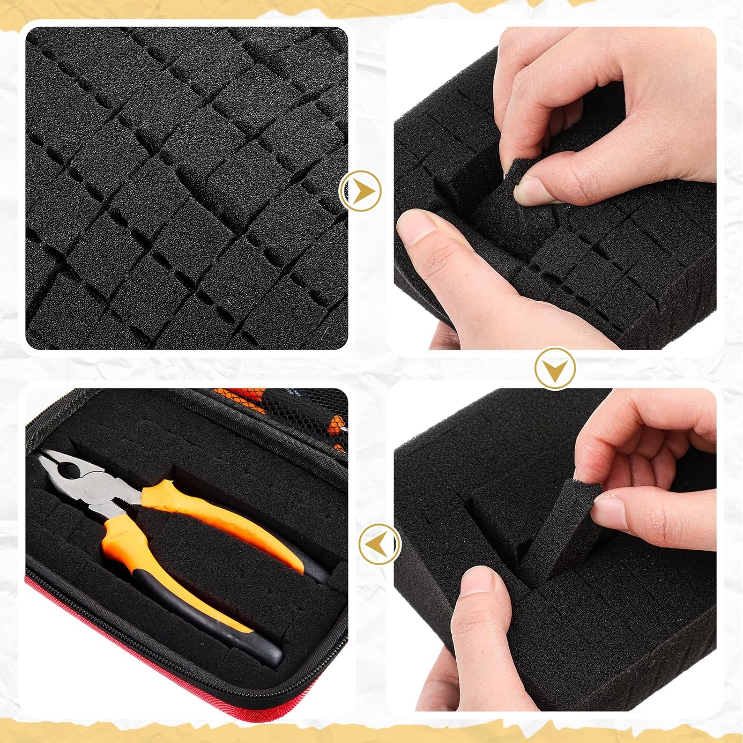 EVA Hard Case with Customizable Foam 13.5 x 9.8 x 5.5 Inchprotective EVA Carrying Case Shockproof Outdoor for Camera, Digital Products, Electronic Instruments with Knife, Red