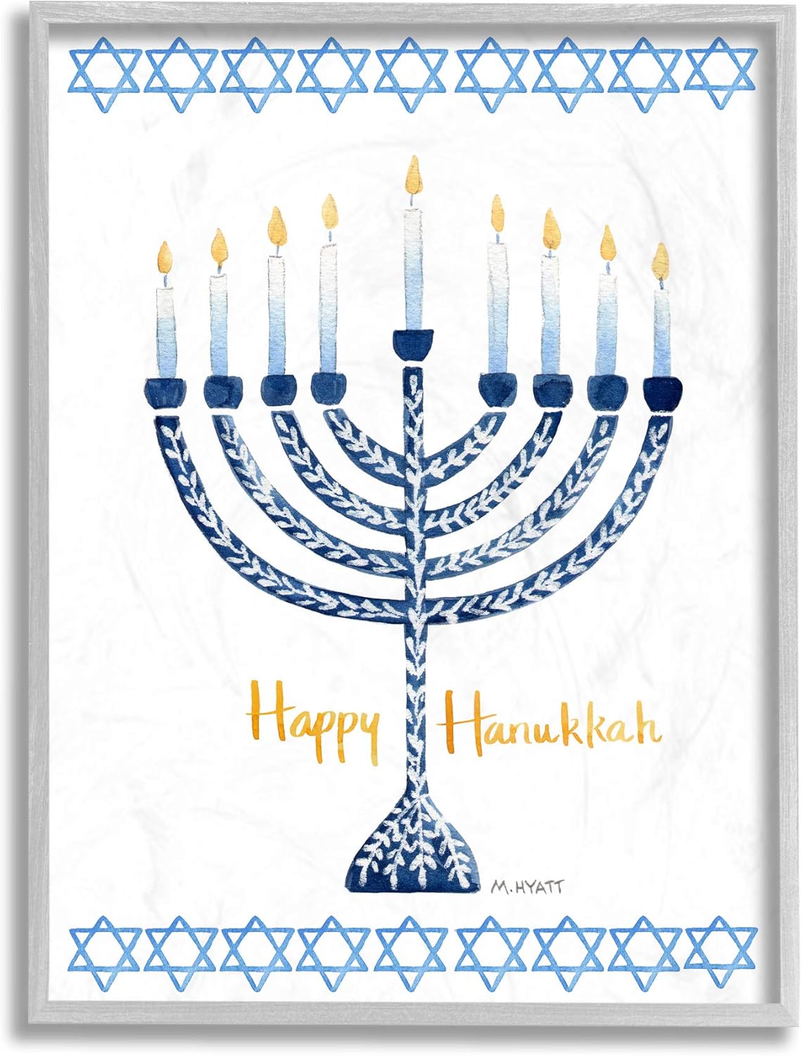 Stupell Industries Happy Hanukkah Winter Holiday Festive Menorah