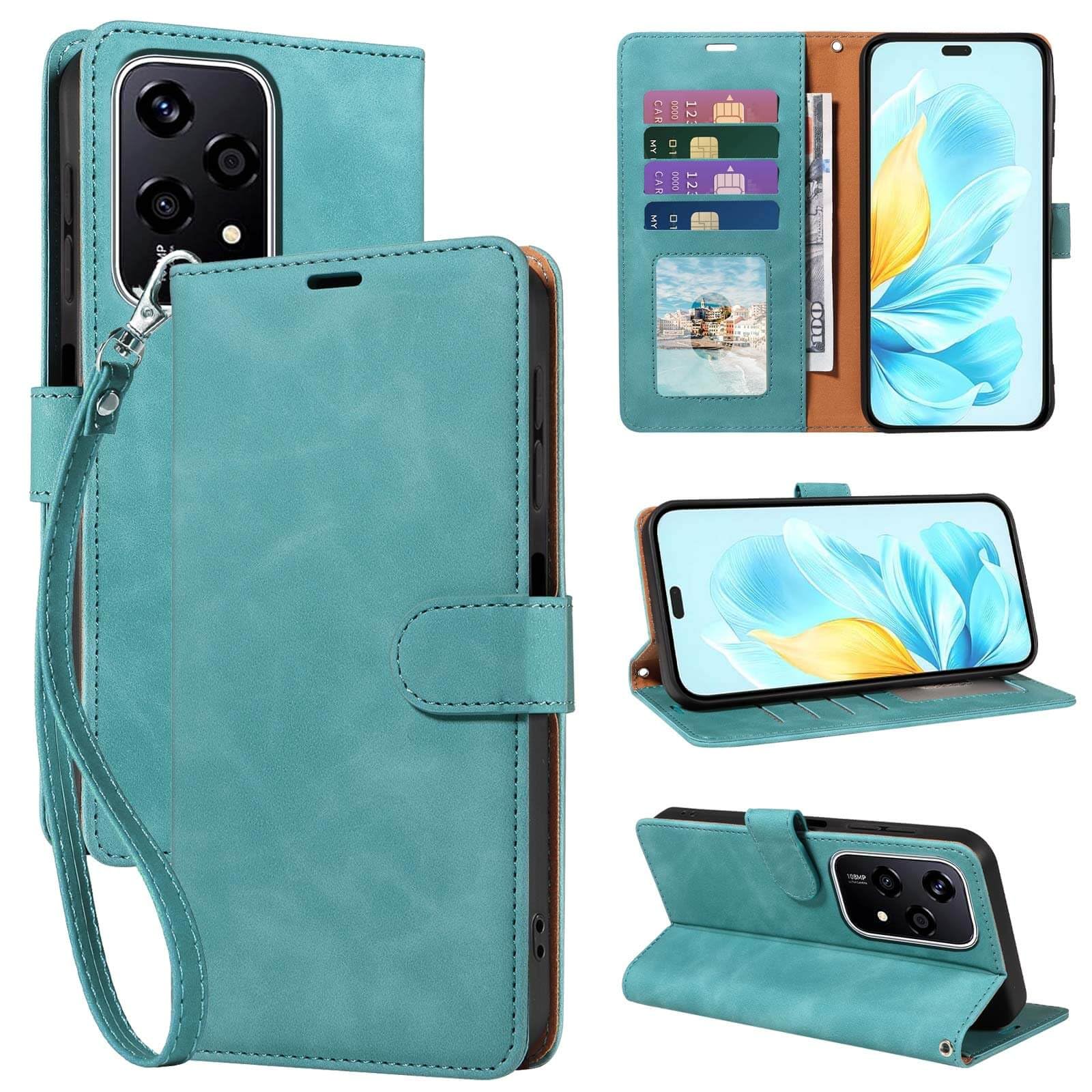 GOTOURED for Honor 200 Lite Phone Case Wallet, RFID Blocking 4 Card Slots, Wrist Strap, Kickstand, Magnetic Closure
