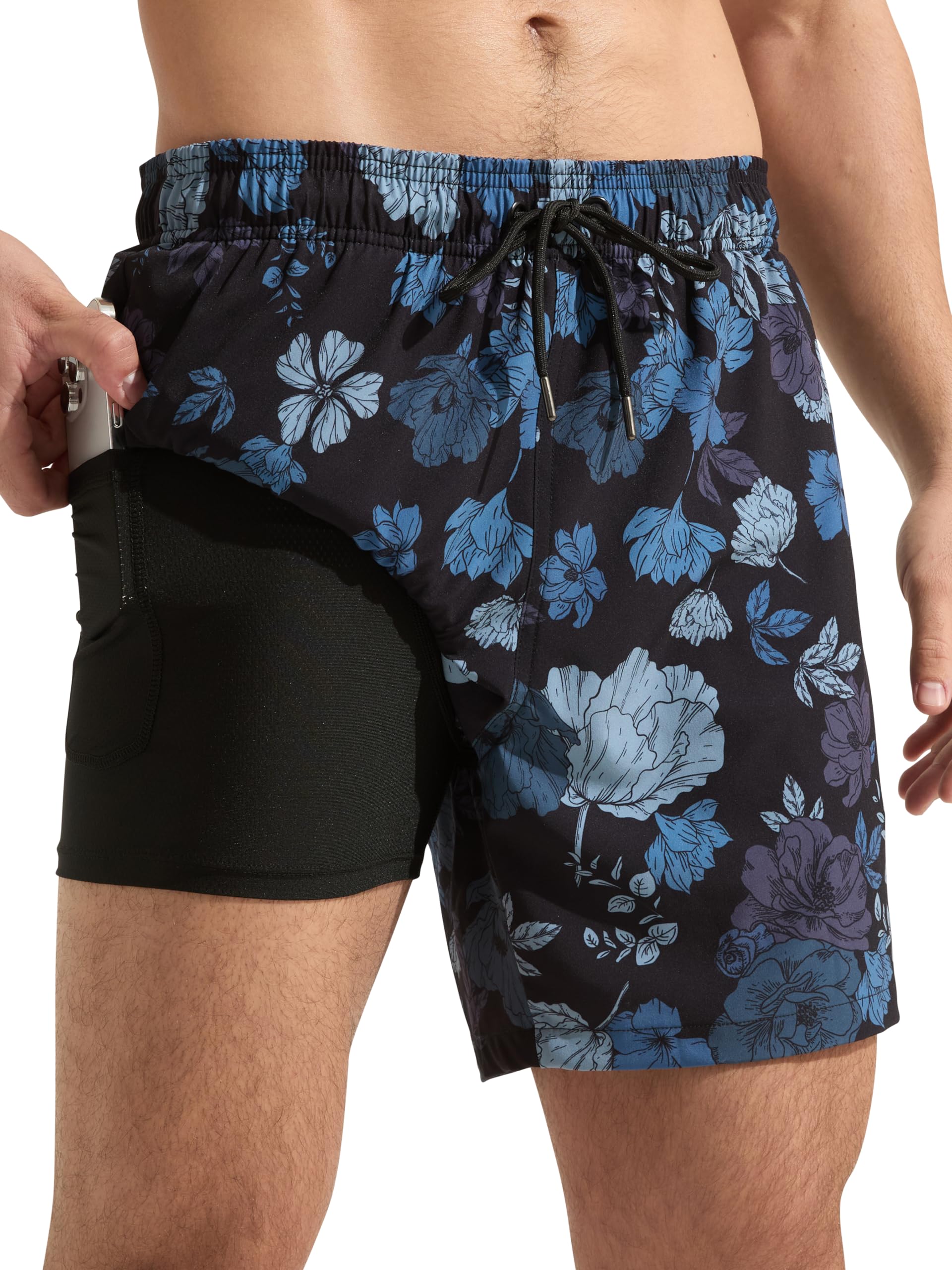 Arcweg Badehose Herren 2 in 1 Badeshorts Männer mit Kompressions Liner Schnelltrocknende Atmungsaktive mit Reißverschlusstaschen Boardshorts Schwimmhose für Strand, Sport & Freizeit
