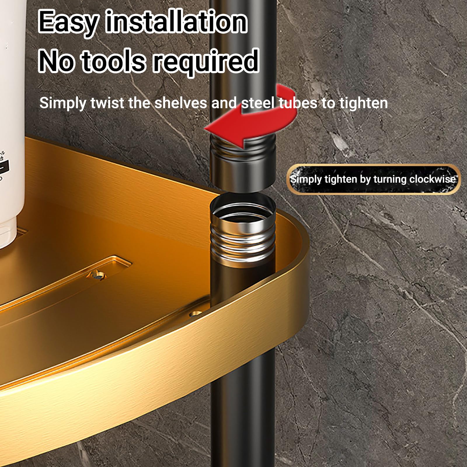 Mensola Doccia Senza Foratura, Porta Sapone per Doccia da Terra | Scaffale Angolare Da Terra In Inox, Grande Capacità Scaffale Bagno Con Ganci, Organizza I Tuoi Prodotti Da Bagno E Cucina