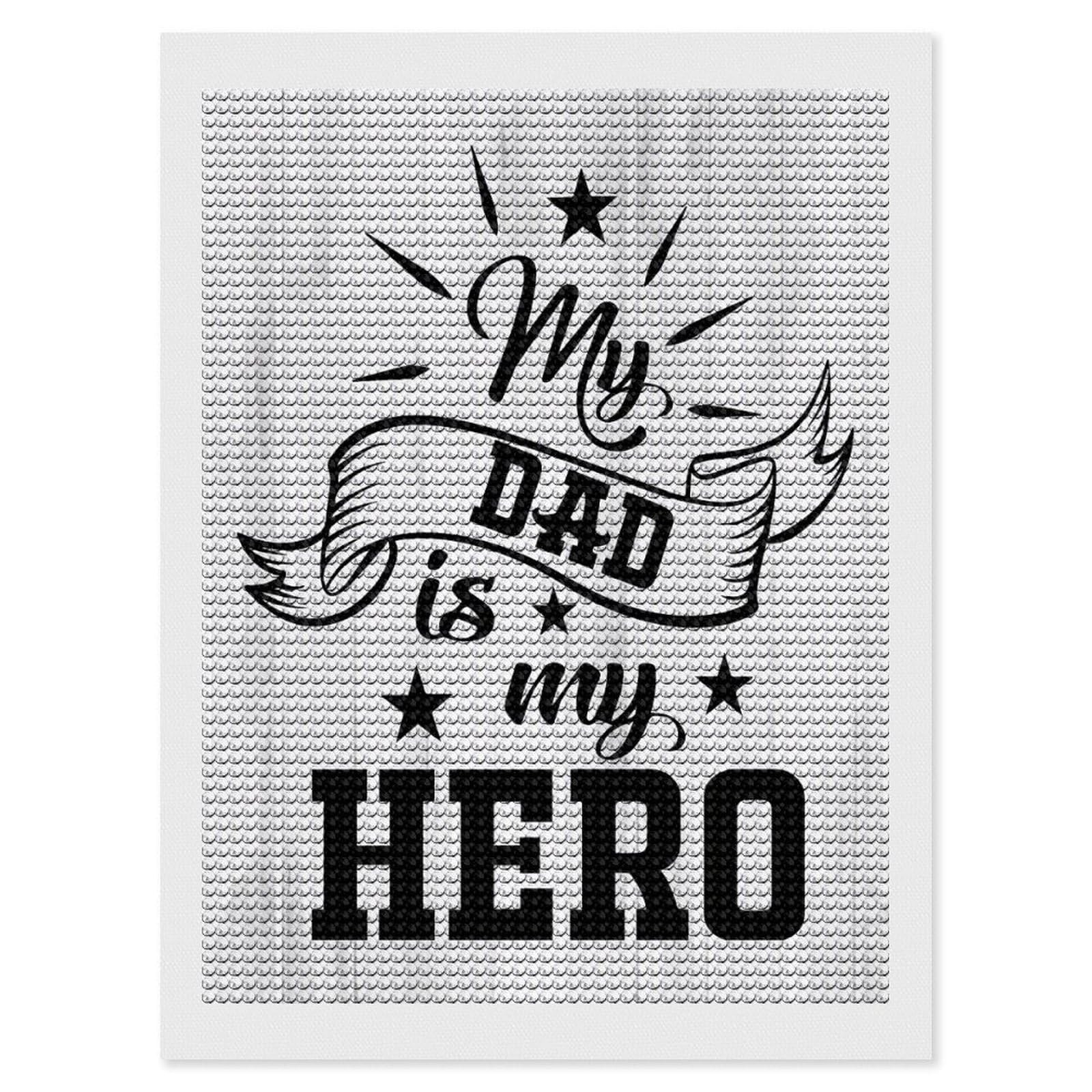 Junmoney My Dad is My Hero Crystal Diamond Art Kit 12"x16", Round Gems, Detailed Printed Canvas, Creative Gift Idea, Vintage Style Decor