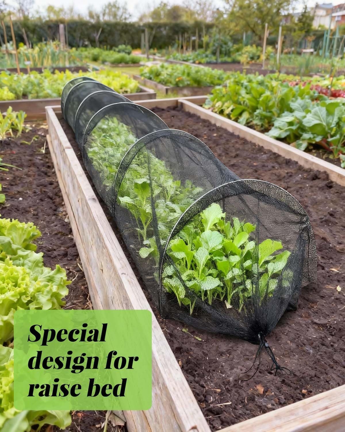 2-Pack Garden Tunnel Shade Net Cover, 10 ft Portable Greenhouse with Quick-Release Tech - Sun & Heat Protection for Vegetables & Plants, Includes Hoops & Stakes (Black Net)