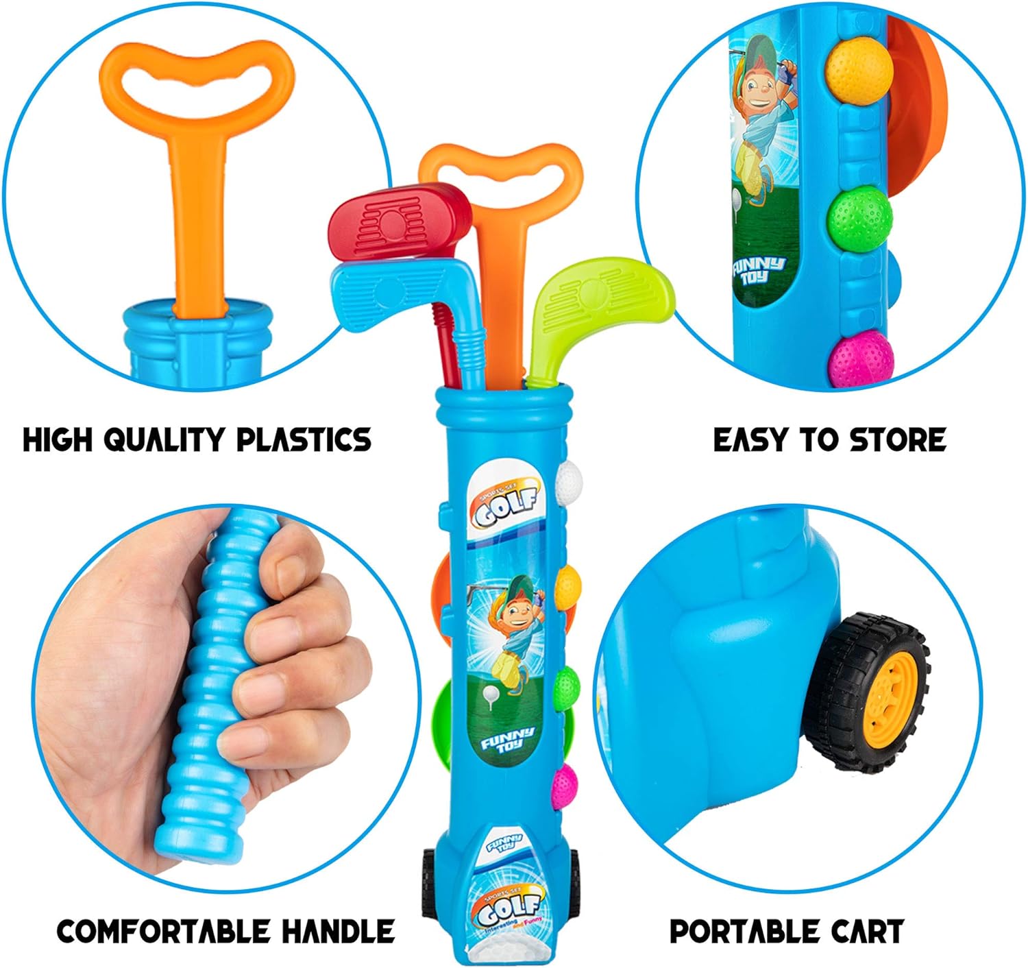 Kids Golf Clubs Set, Golf Toy with 1 Golf Cart, 3 Golf Clubs, 2 Practice Holes, 2 Golf Tees & 6 Balls, Early Educational, Outdoors Exercise Toy for Kid Ages 1, 2, 3, 4, 5 Years Old, Boys & Girls : Toys & Games