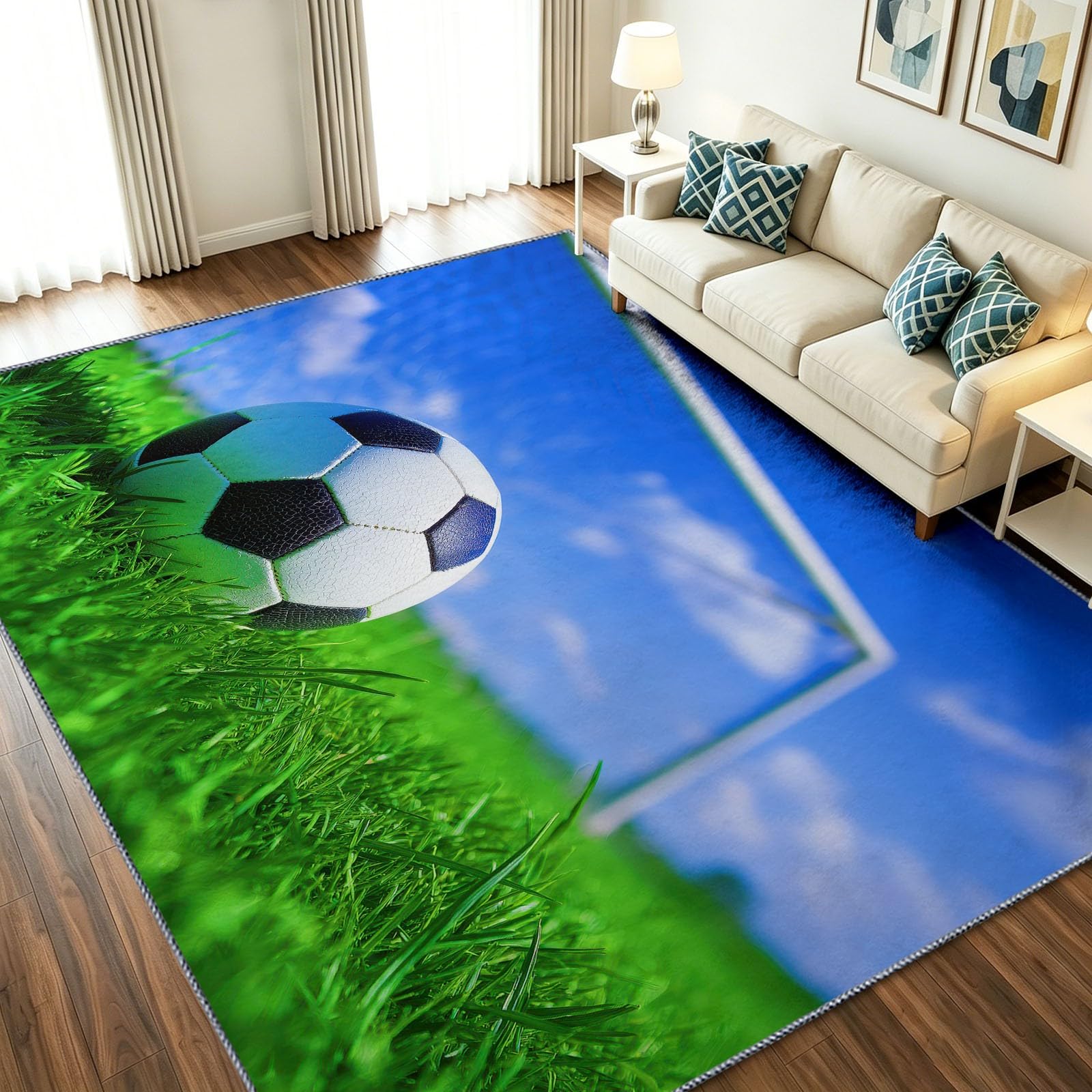 Alfombra para sala de juegos infantil de futbol antideslizante