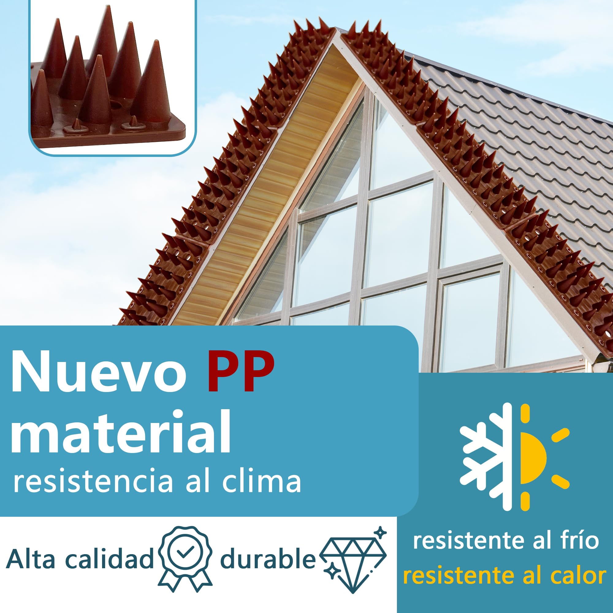 KOKMEYA - Puntas de paloma, marrón, paquete de 12, puntas de pájaro para exteriores para mantener alejadas a los gatos, mapaches, ardillas y palomas, puntas para gatos para jardín interior y exterior — view 3