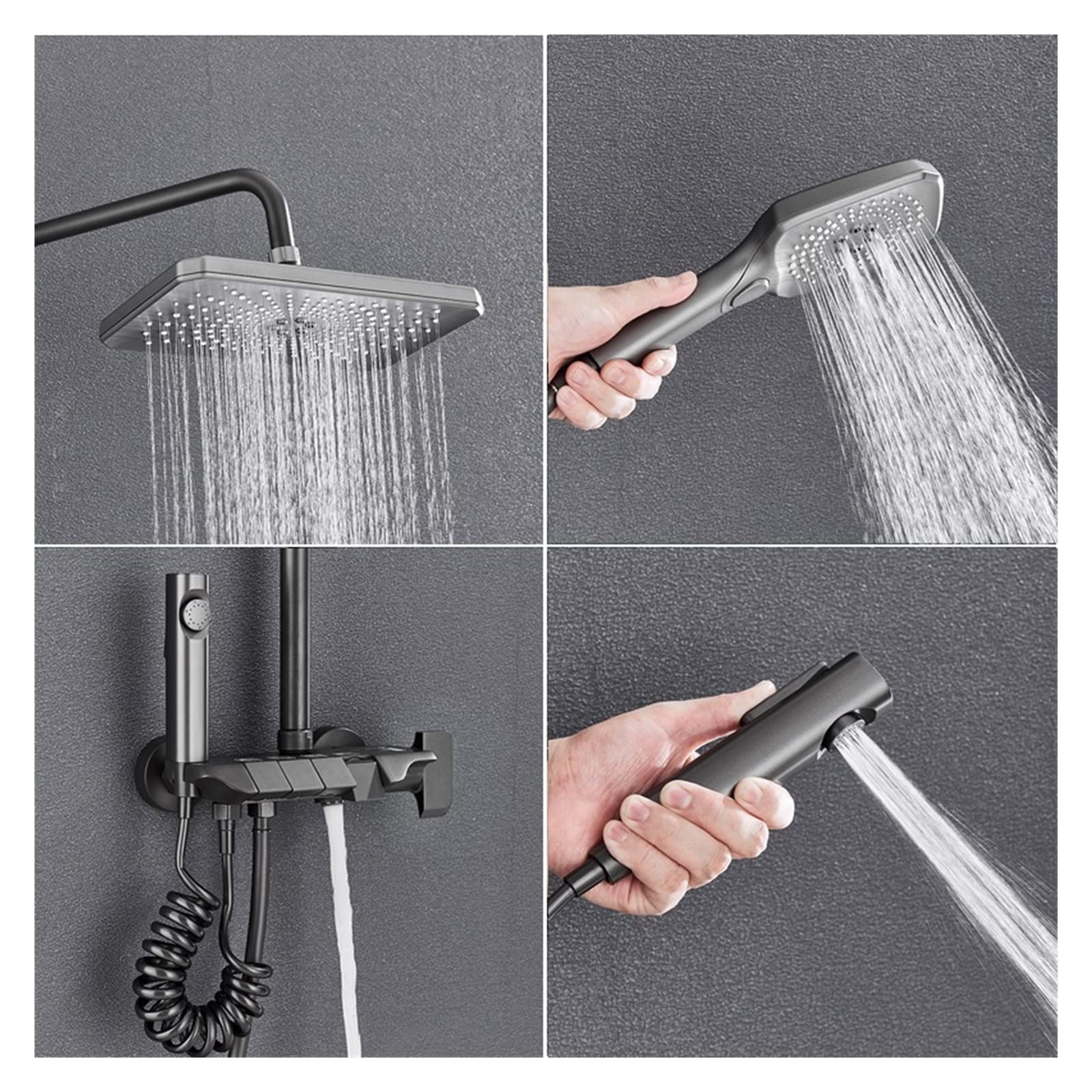 Juego de Ducha Digital con Mezclador táctico, Grifo de Lluvia de 4 vías, Control de Agua Caliente y fría, Sistema de baño, Acabado Blanco, diseño Moderno, fácil instalación