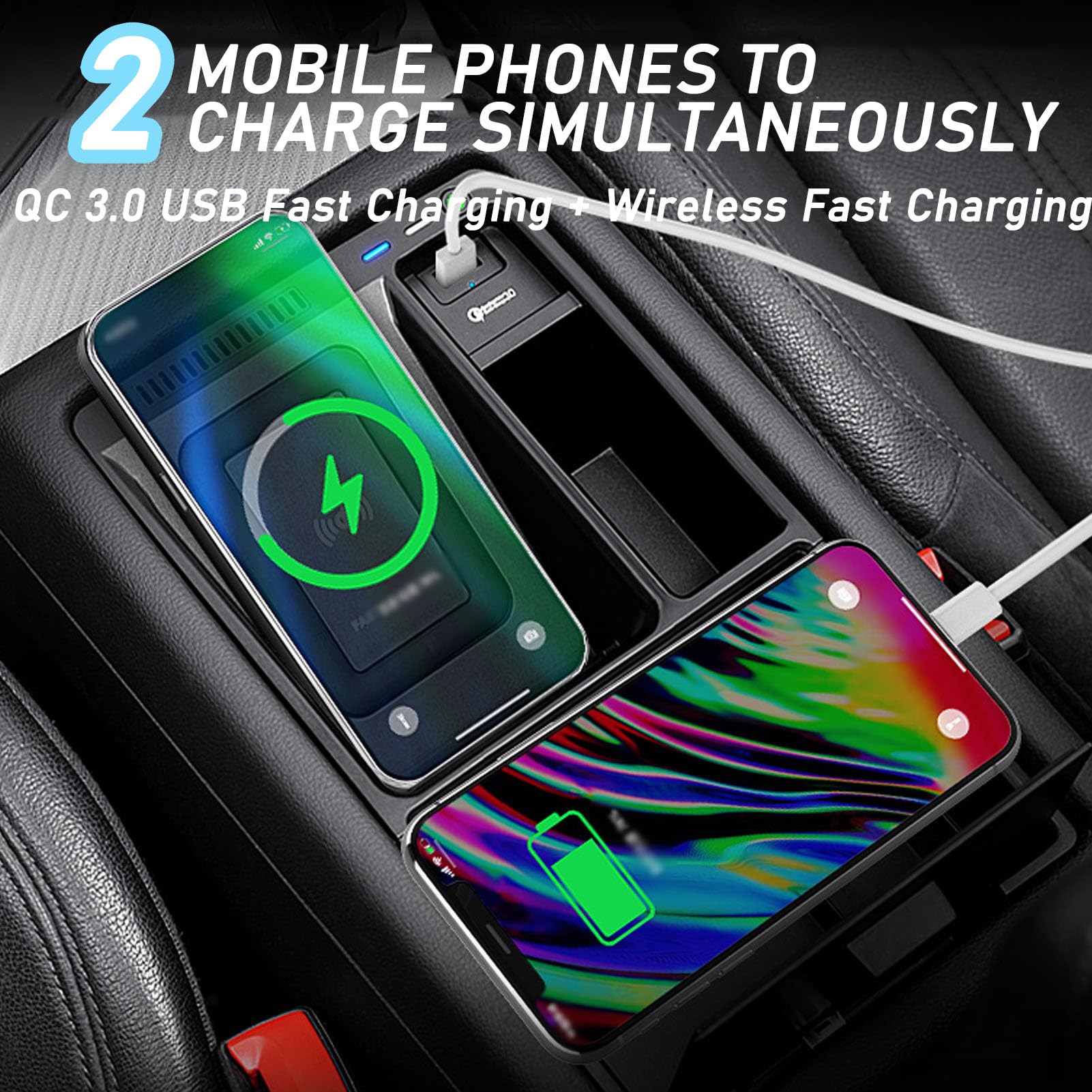 Caricabatterie Wireless per Auto per A4 S4 A5 S5 Rs5 Rs4 Tutti i Modelli Accessorio con 15w Wireless e USB Qc3.0 Ricarica Rapida Regalo per la Famiglia