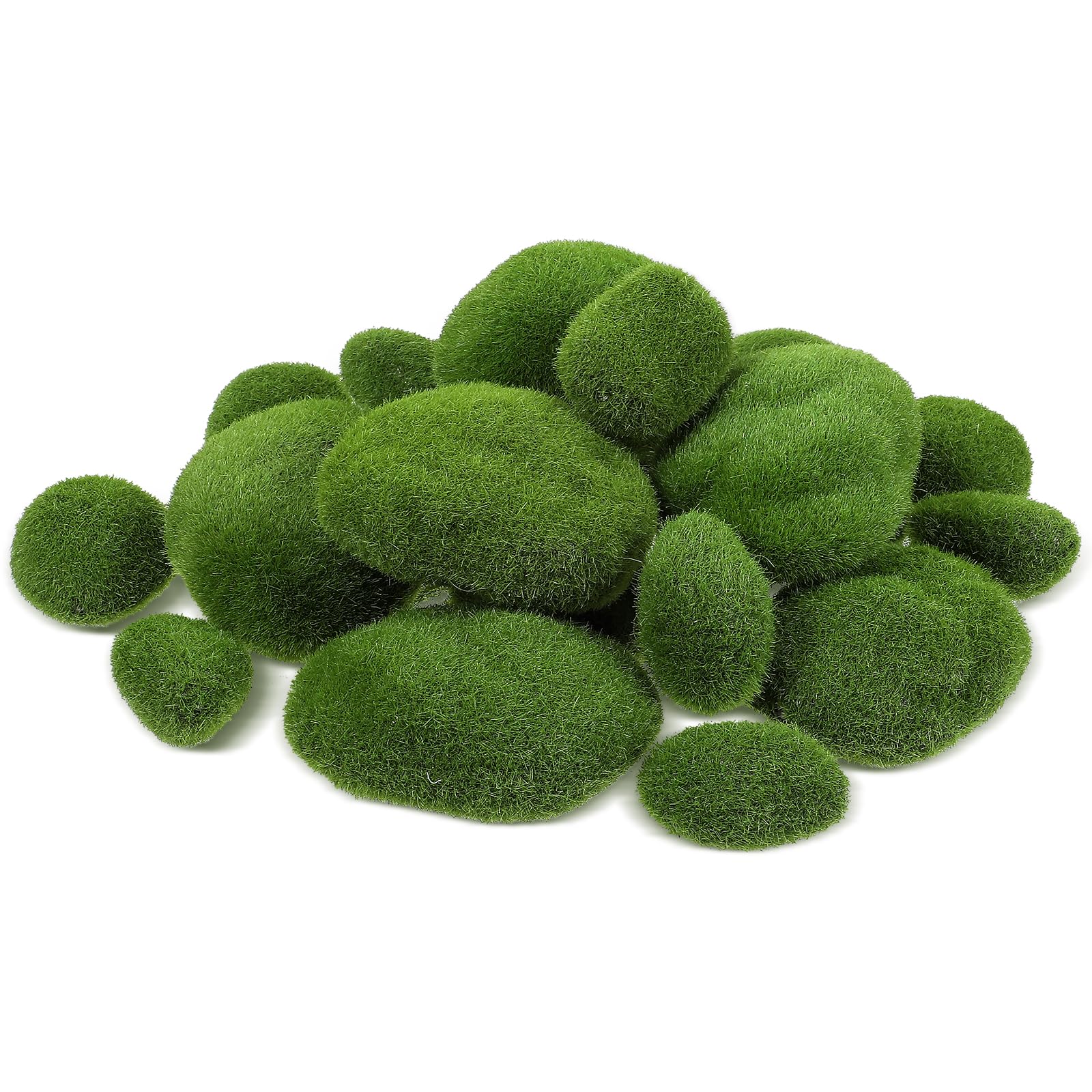 Boules de mousse artificielles et pierres décoratives vertes pour bricolage et mini jardin