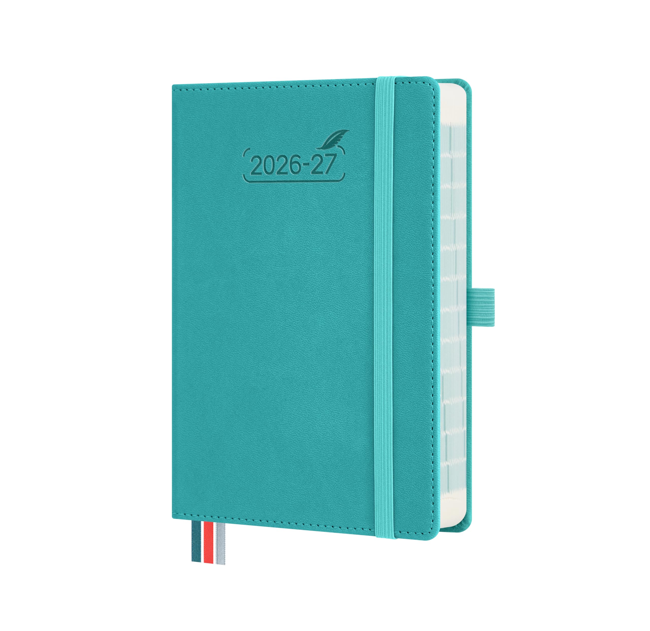 BEZEND Academic Diary 2026-2027 Page A Day (Sept'26-Dec'27) Compact 18 x 13 cm. Daily Planner with Hourly Schedule & Back Pocket. Appointment Diary for Students & Work. PU Leather Hardback, Turquoise โ image 1