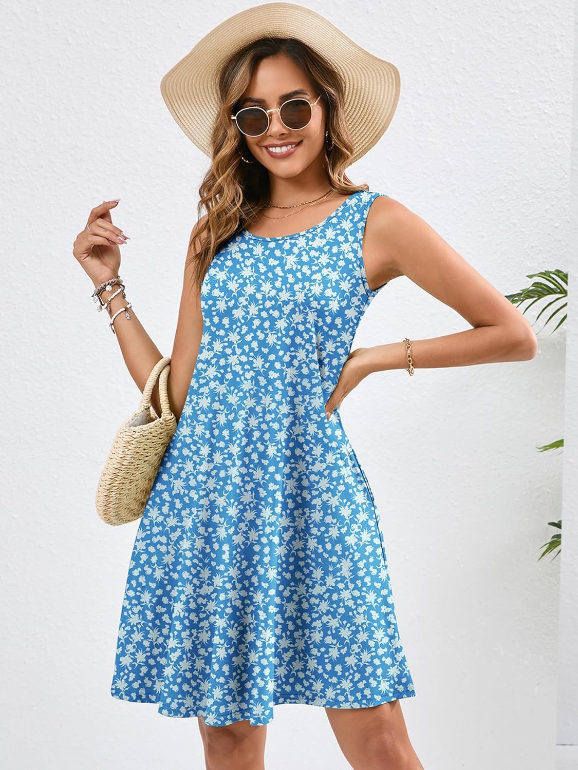 KORSIS Summer Dress for Women Casual T Shirt Tank Dresses Sleeveless Swing Flowy Ladies Beach Vacation Sundress with Pocket - Image 4