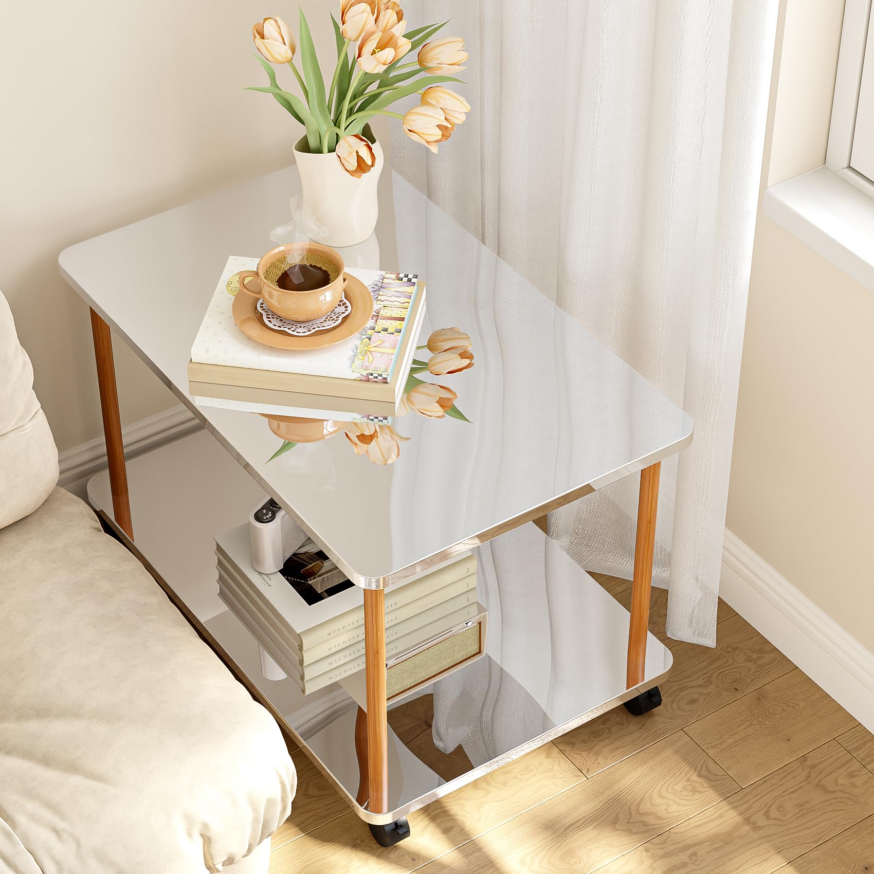 LaCheery Espejo Vinilo Adhesivo Muebles Reflectante Plata 40cm x 200cm Papel Adhesivo para Muebles Brillo Espejo Autoadhesivo Impermeable Papel Pintado Cocina Pared Vinilo para Frigorifico Nevera Baño