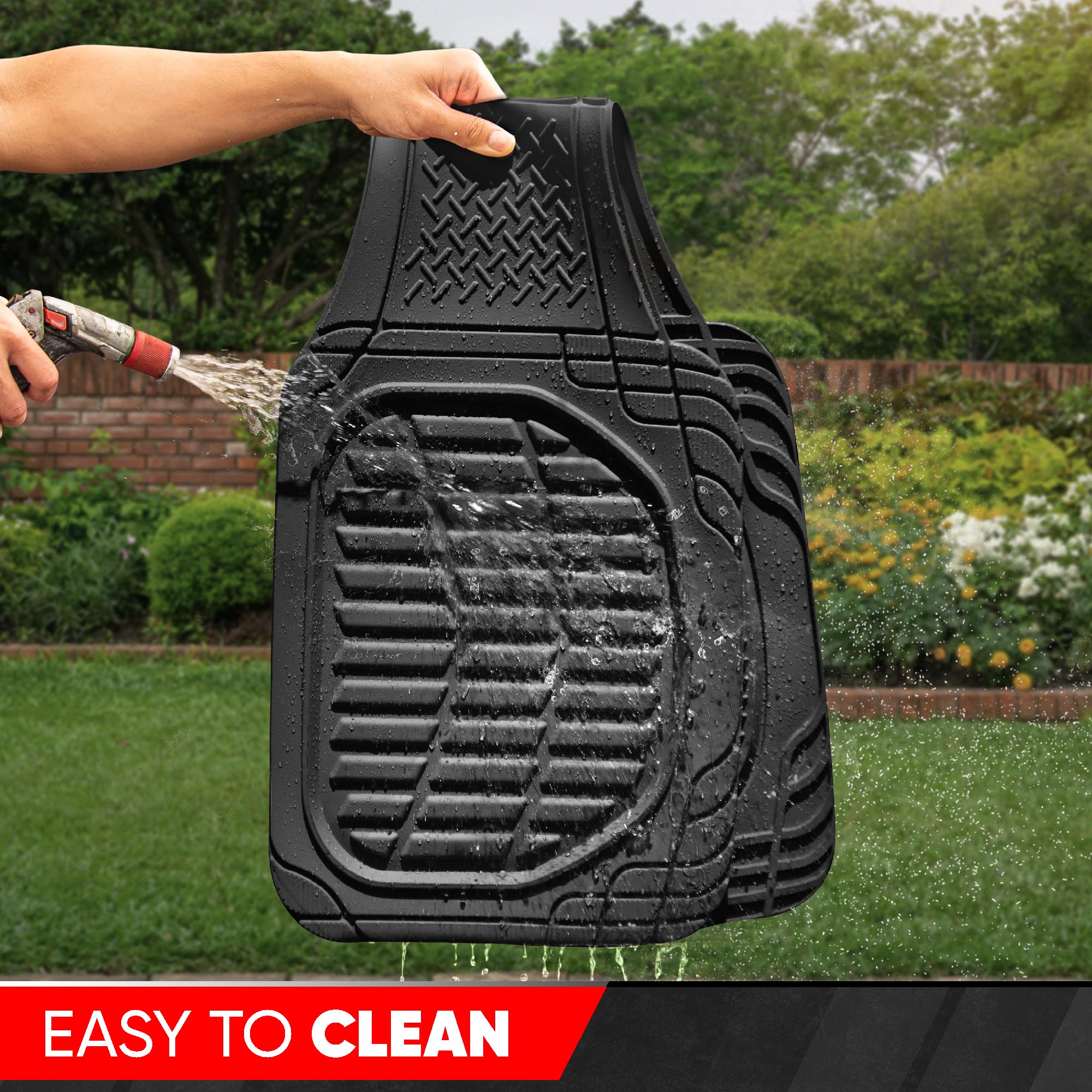 Motor Trend Premium FlexTough Deep Dish Rear Rubber Floor Mat Liners Heavy Duty All-Weather Universal Fit Trim-To-Fit Floor — view 4