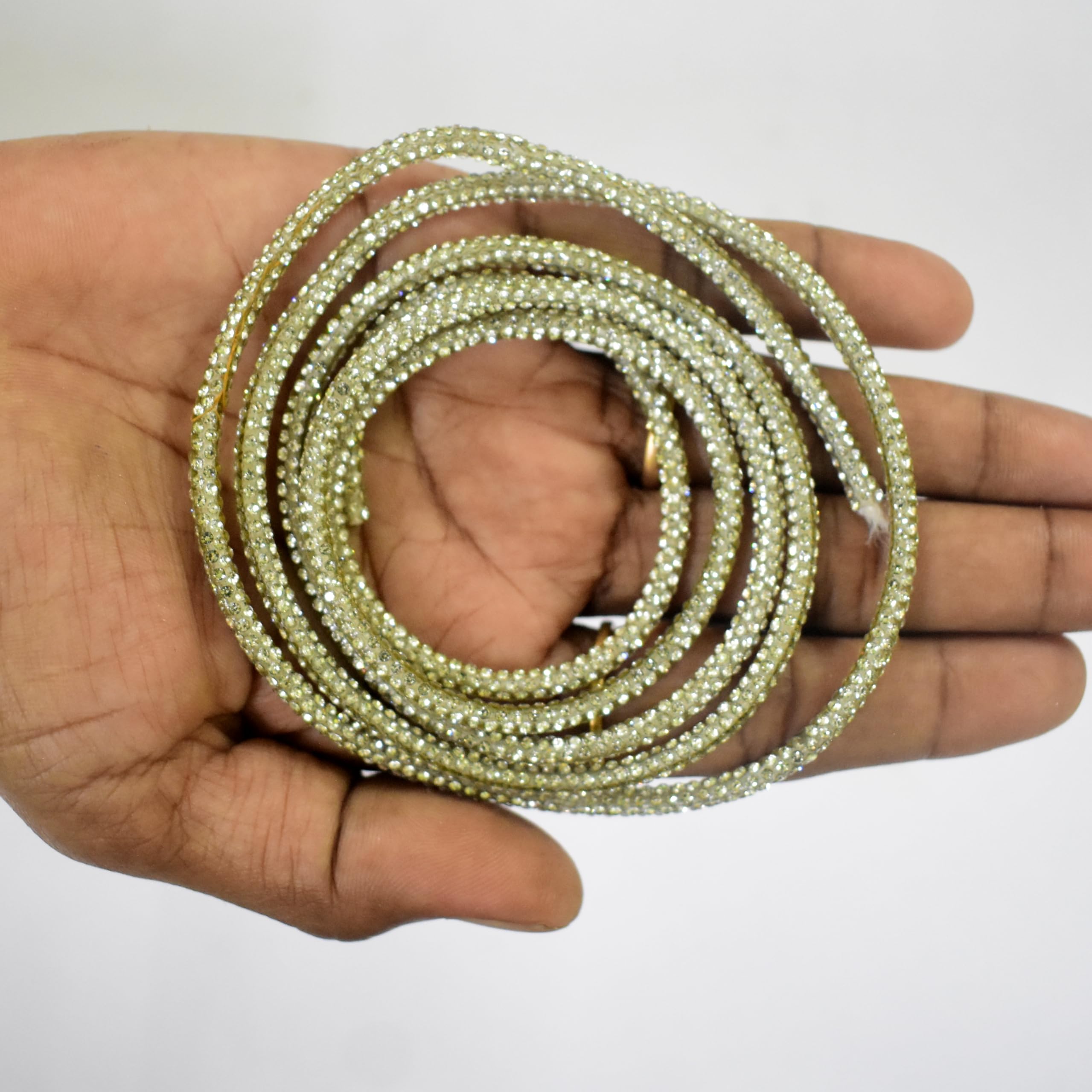 Prabhas Designs 4mm Crystal Rhinestone Rope String for Clothing, Blouse, Bow Hoodies, Earrings, Shoes, DIY Crafts, Sparkling Glitter Cord for Bridal Appliqué (White, 200, Centimeters)