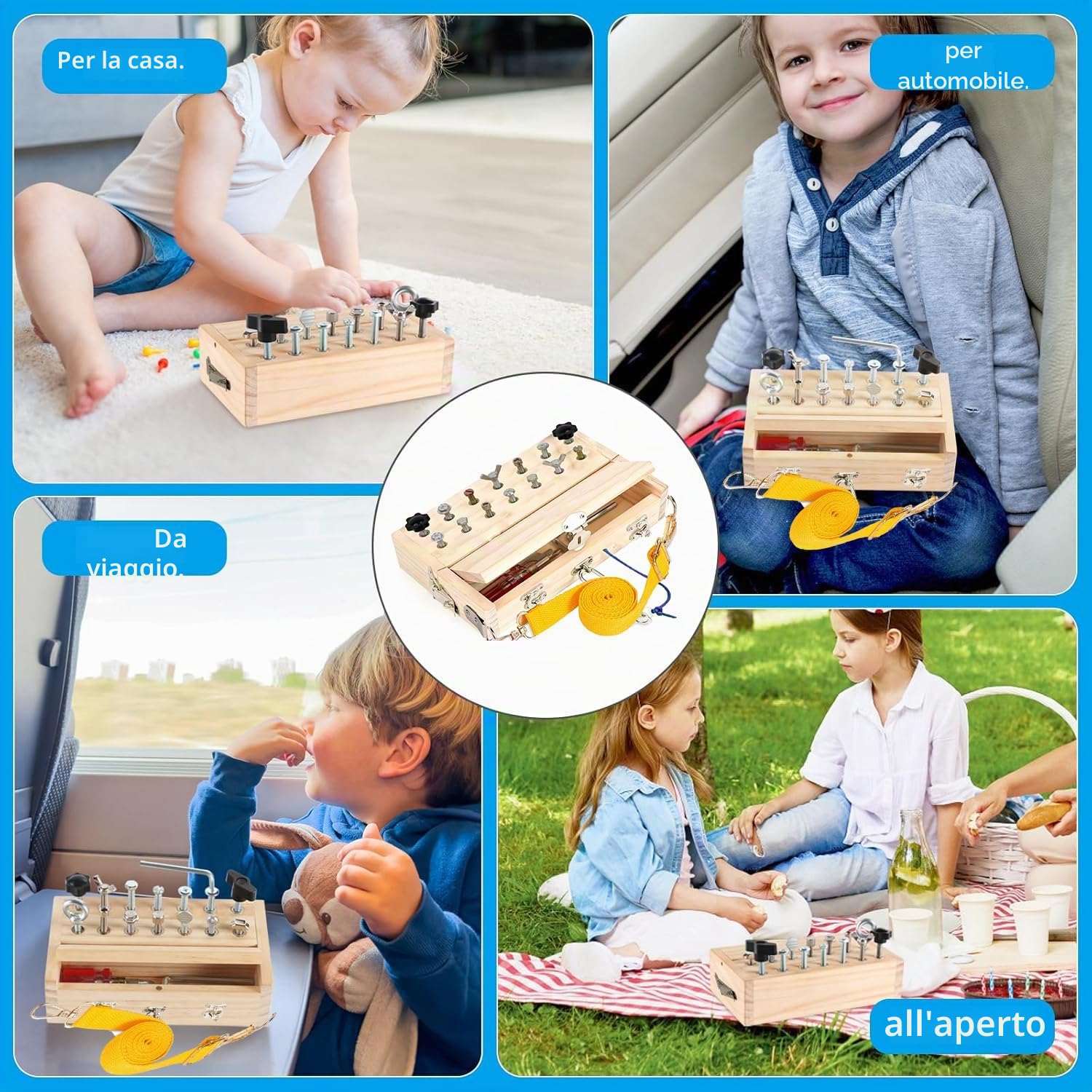 Giochi Montessori 3 Anni, Attrezzi in Legno Bambini, Cacciavite Giocattoli, Giocattoli di Abilità Motorie, Attrezzi in Legno Bambini Montessori Giochi, per Regalo Bambina Bimbo (Montessori B)