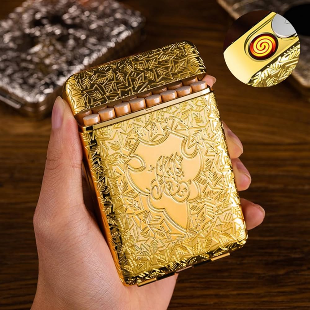 Amazon.com: OLDENDO Metal Cigarette Case with Lighter King