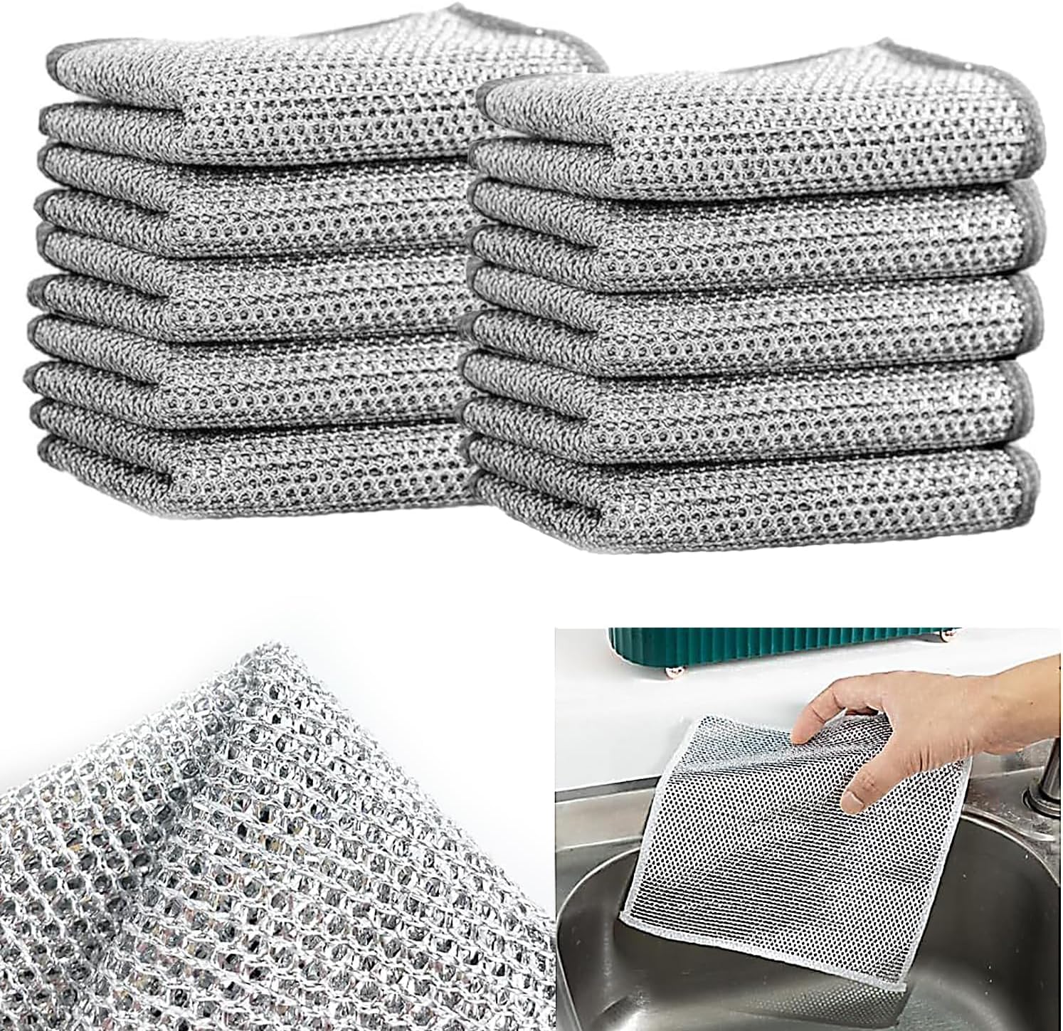 Lot De 12 Chiffons De Nettoyage De Cuisine, Torchons à Vaisselle