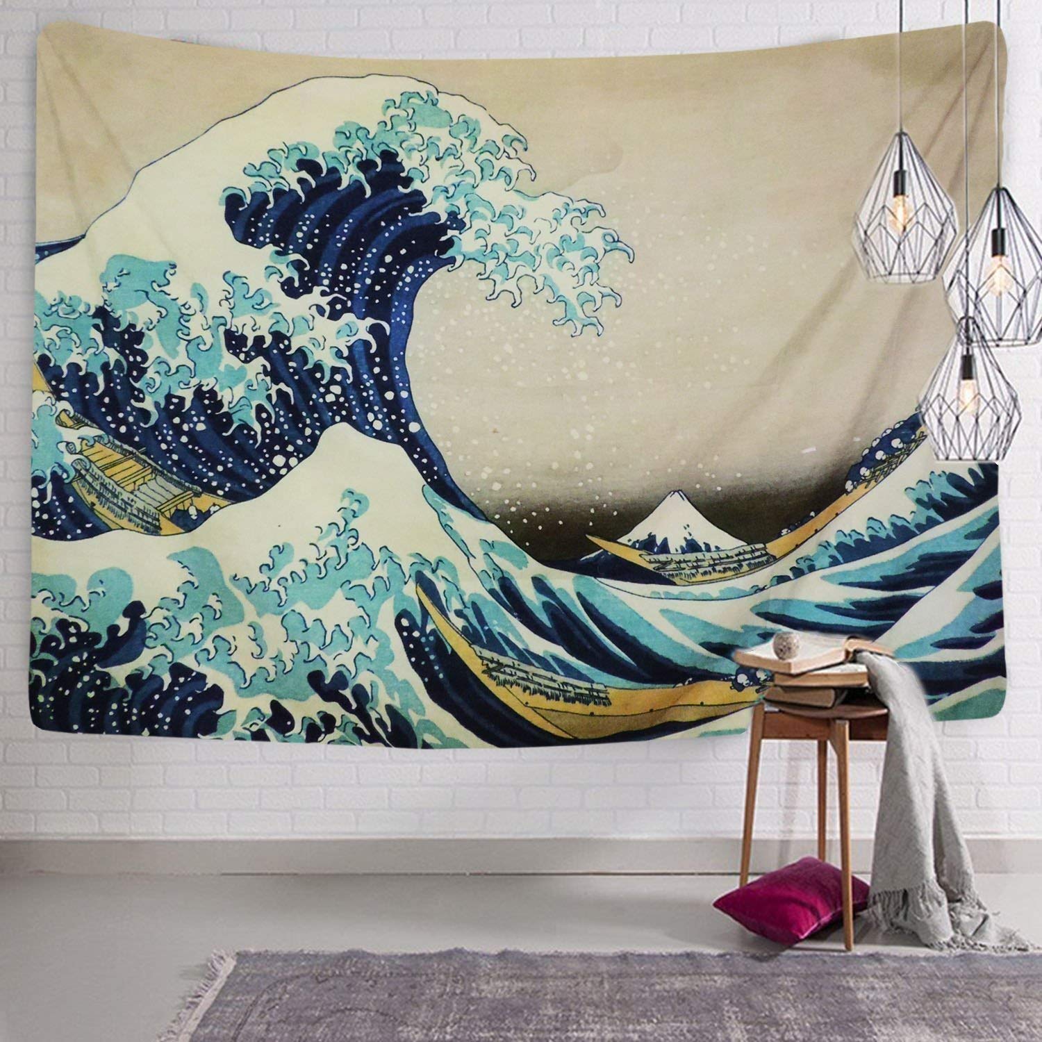 Dremisland Arazzo da Parete Grande Onda Kanagawa Psichedelico Appeso a Parete Arazzi da Parete Mandala Wall Tapestry per Camera da Letto Soggiorno Dormitorio (Onda, XL/175X230cm)
