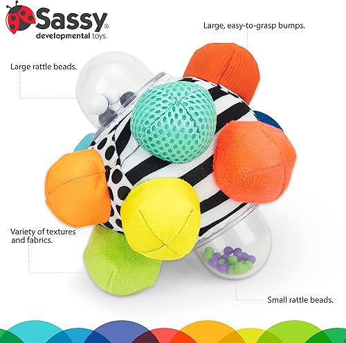 Miniatura 3 de Sassy Bola con baches de desarrollo  Los golpes fáciles de agarrar ayudan a desarrollar habilidades motoras  Los colores pueden variar 5.5 de largo