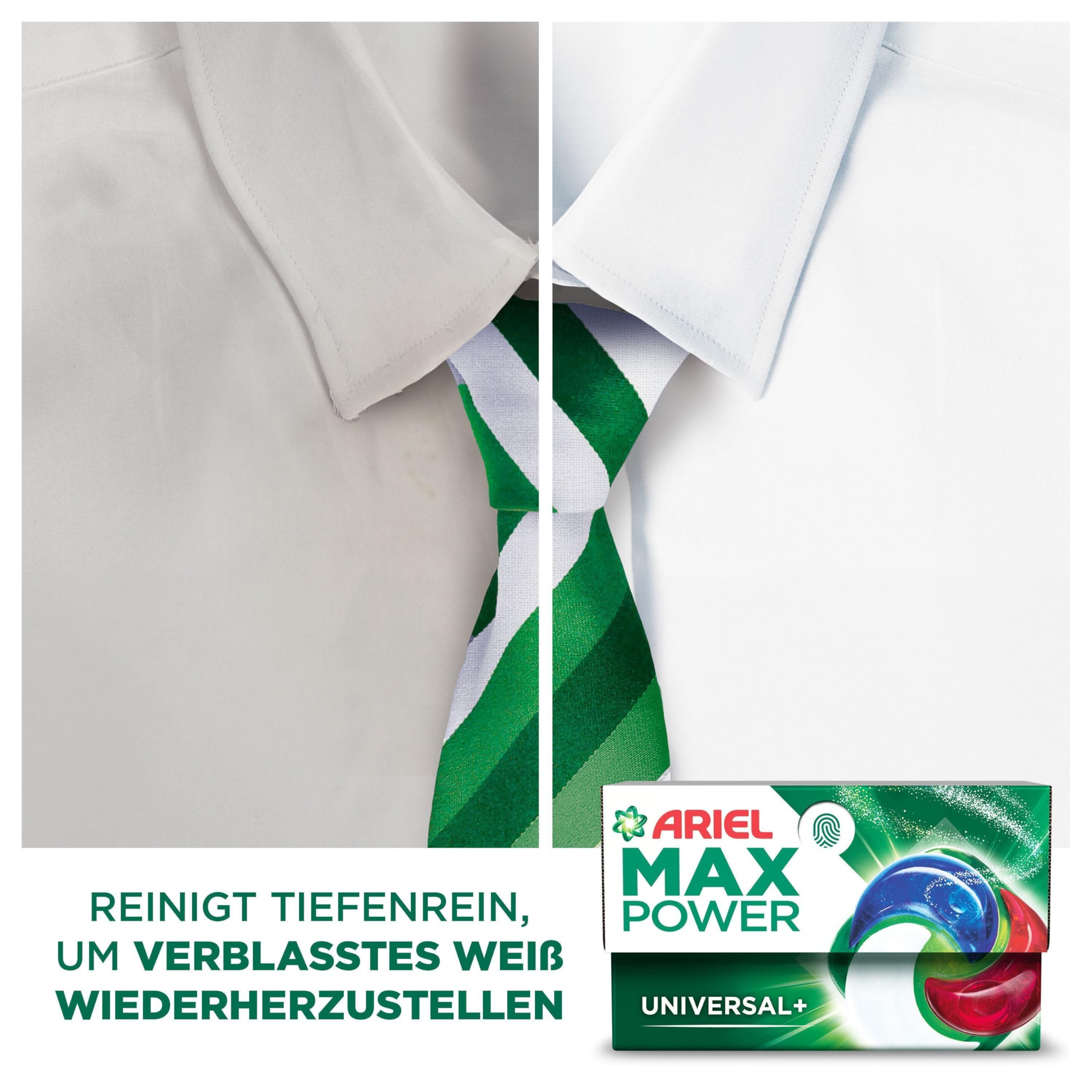Ariel Max Power PODS®, Flüssigwaschmittelkapseln 66 Wäschen, Universal+, Mit 3 integrierten Waschzusatzstoffen