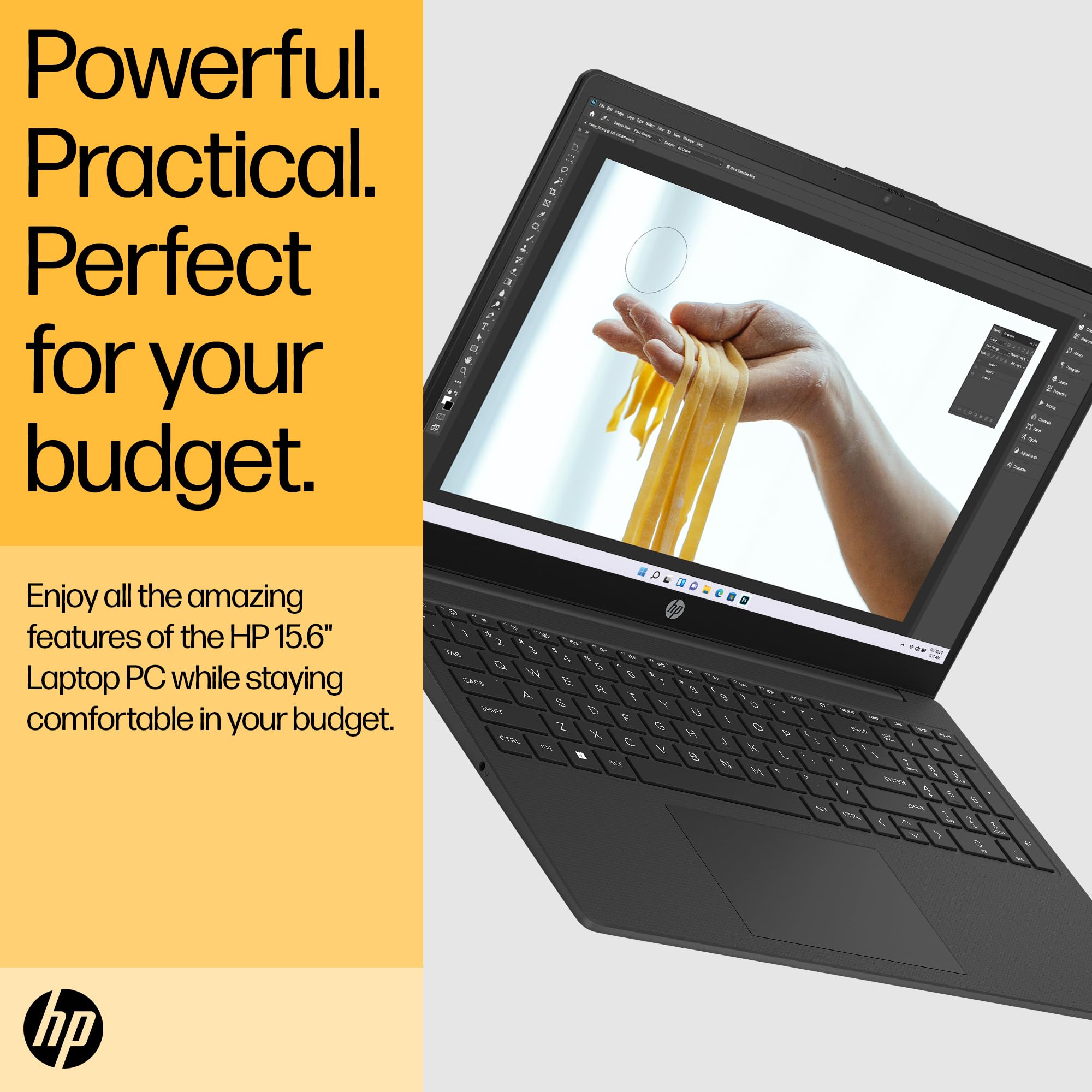 HP 15.6" Laptop | AMD Ryzen 3 7320U Processor | 8 GB RAM | 256 GB SSD | AMD Radeon Graphics | FHD Display | Up to 11hrs 15 mins battery | Windows 11 | Dual Speakers | Jet Black | 15-fc0045sa — view 7