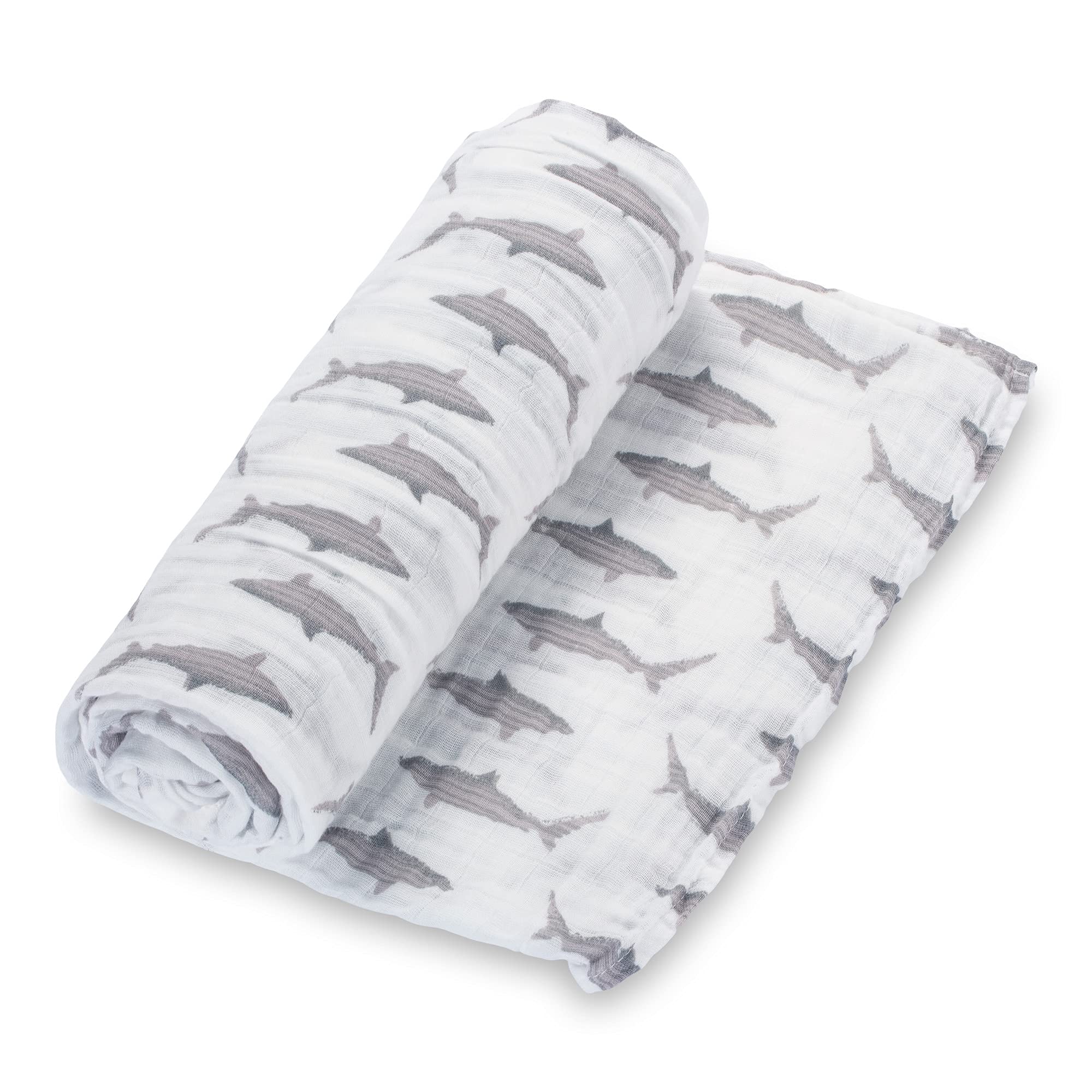 LollyBanks Manta para envolver | 100 % algodón de muselina | Esenciales para recién nacidos y bebés para niños, registro | tiburón oceánico y ballena, paquete de 3